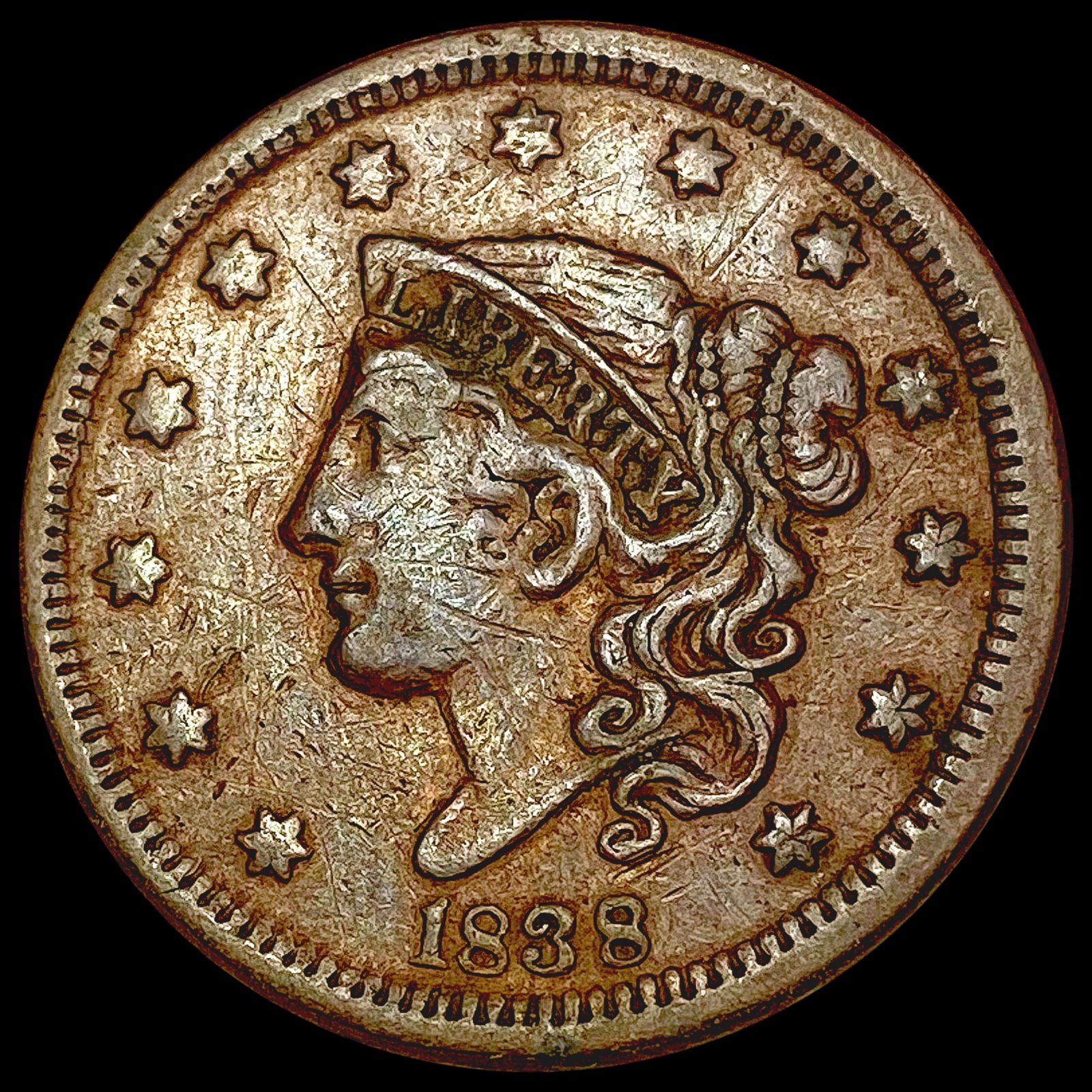 1838 Coronet Head Large Cent LIGHTLY CIRCULATED (1 of 2)