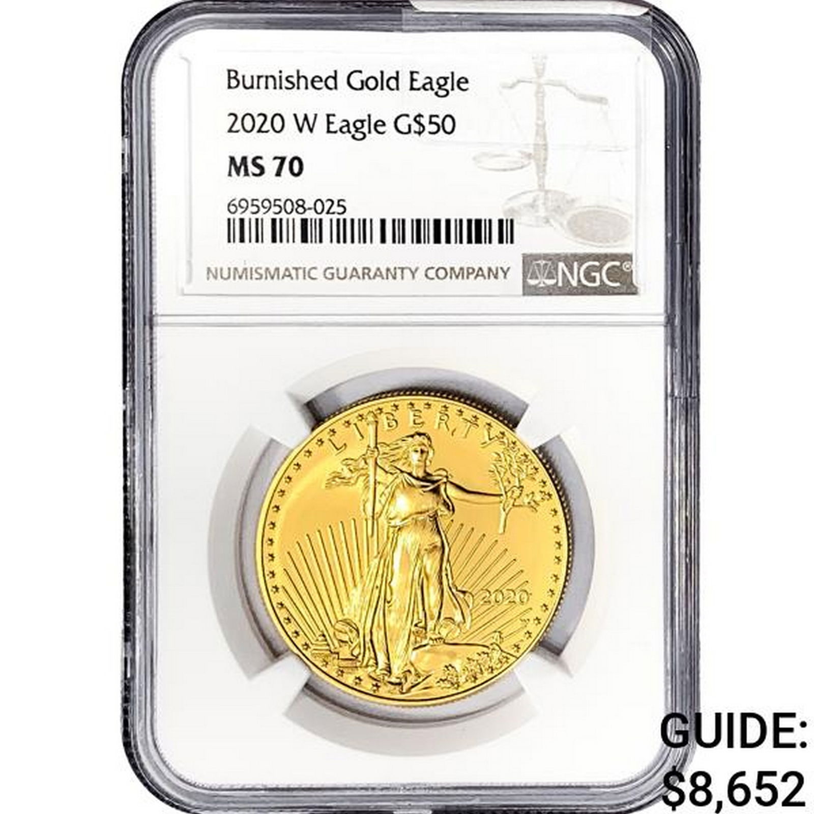 2020-W 1oz $50 Burnished Gold Eagle NGC MS70 (1 of 2)