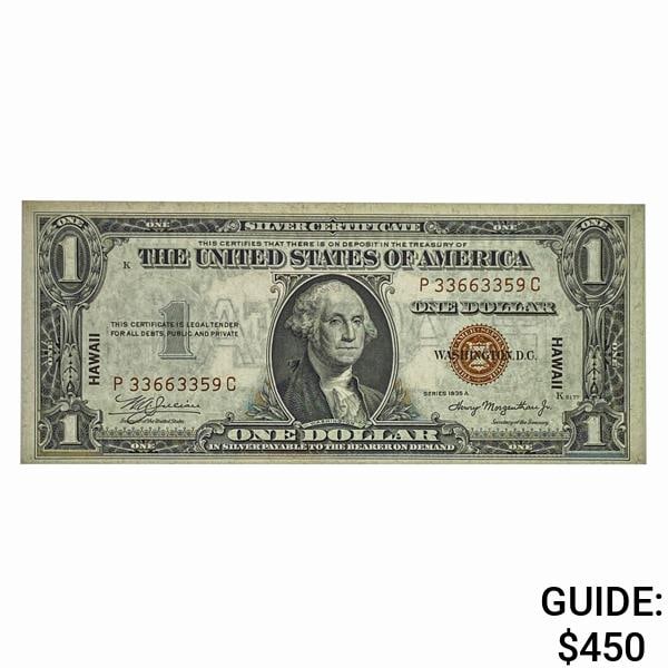 FR. 2300 1935-A $1 ONE DOLLAR HAWAII SILVER CERTIFICATE CURRENCY NOTE CHOICE UNCIRCULATED (1 of 2)