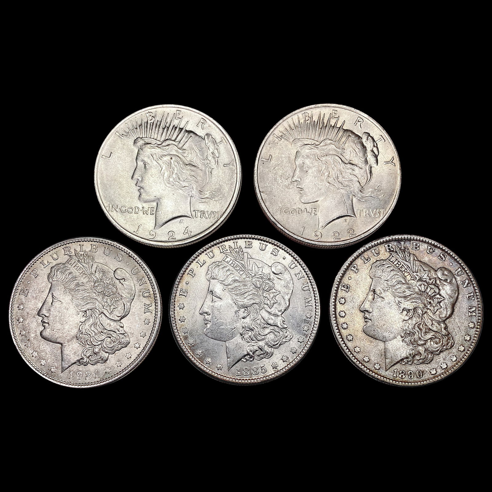 [5] 1885-1924 Morgan and Peace Dollars HIGH GRADE (1 of 2)