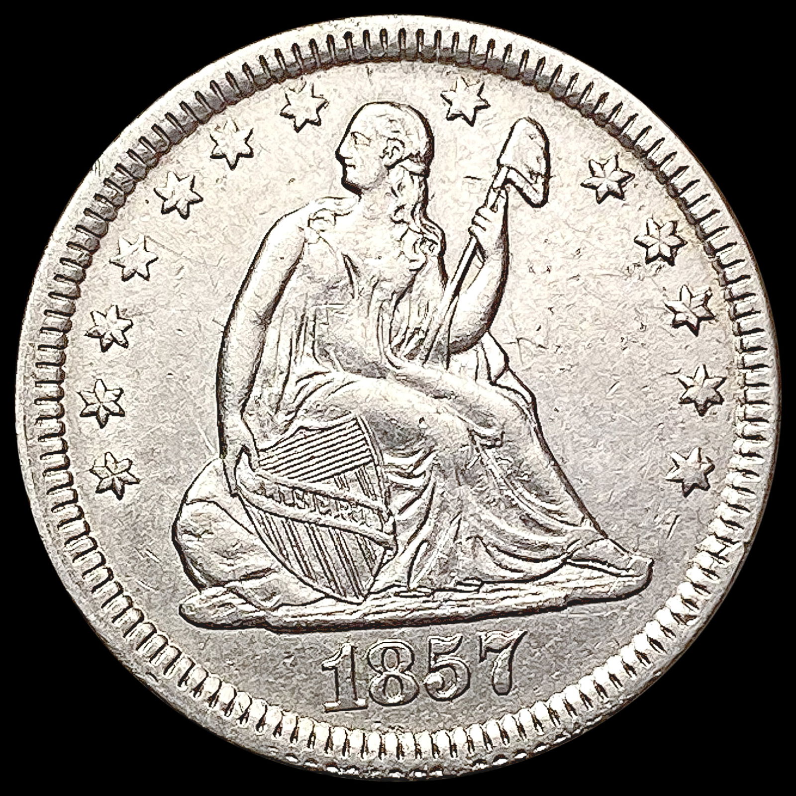 1857 Seated Liberty Quarter CLOSELY UNCIRCULATED (1 of 2)