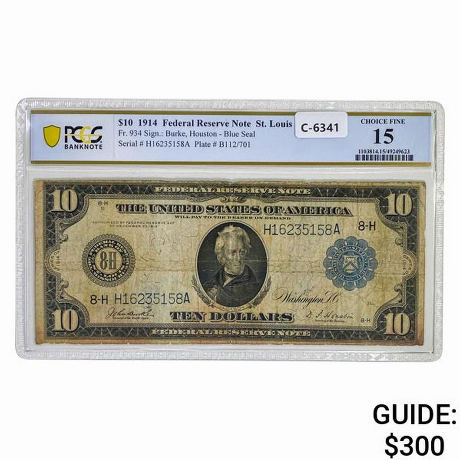 FR. 934 1914 $10 FRN FEDERAL RESERVE NOTE ST. LOUIS, MO PCGS BANKNOTE CHOICE FINE-15 (1 of 2)