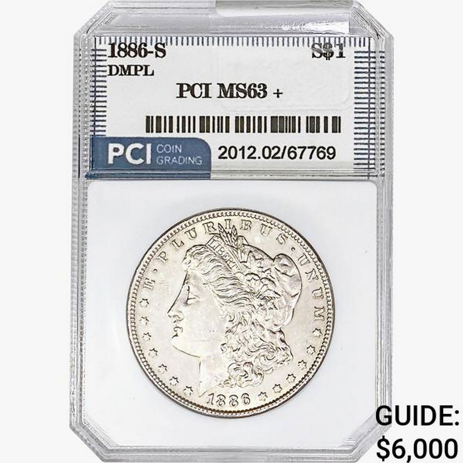 1886-S Morgan Silver Dollar PCI MS63+ DMPL (1 of 2)