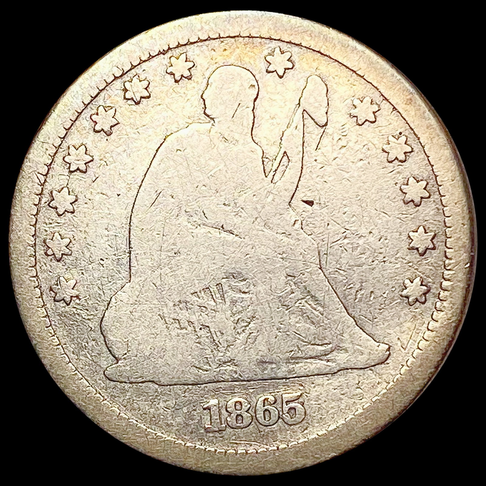1865 Seated Liberty Quarter NICELY CIRCULATED: 1865 Seated Liberty Quarter NICELY CIRCULATED