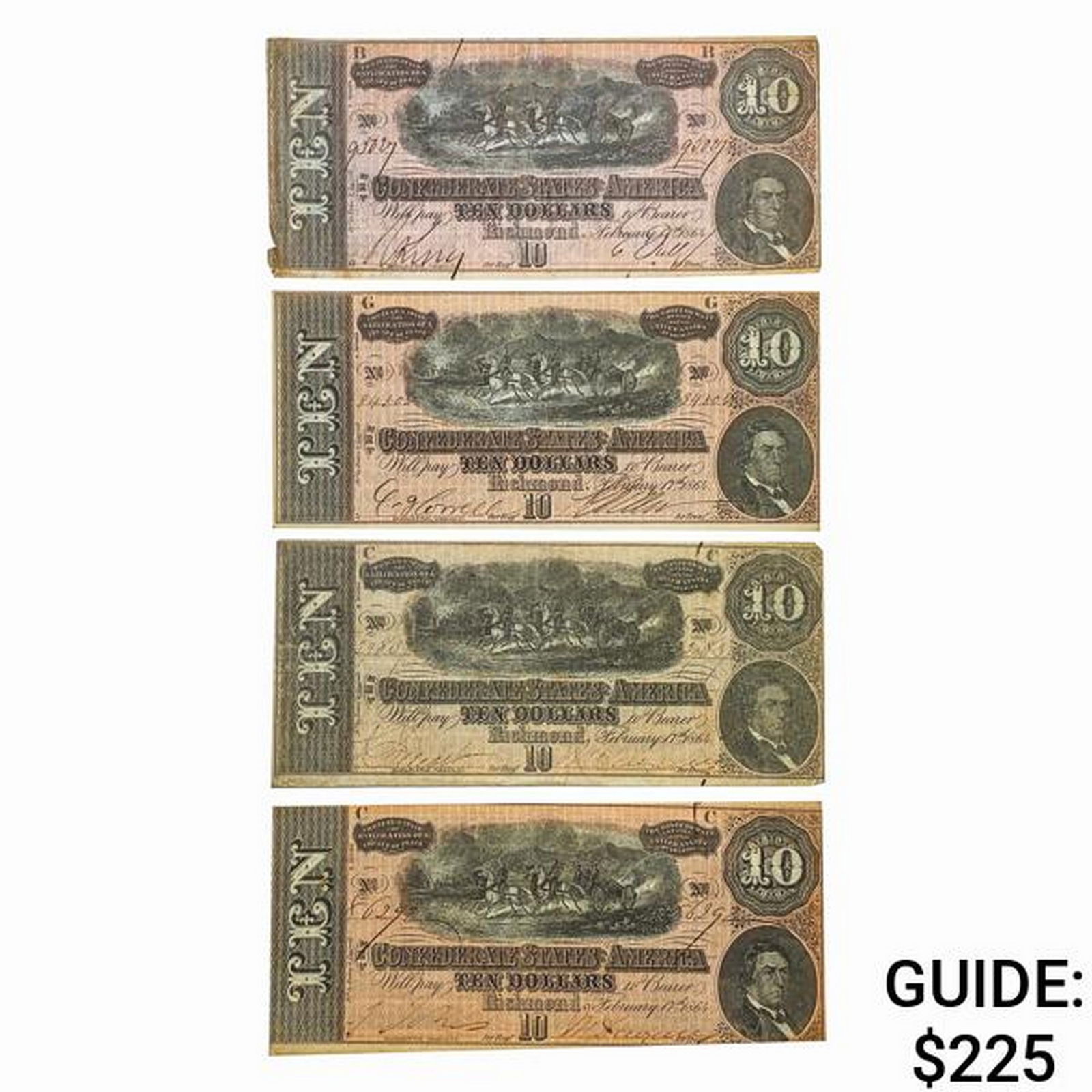 [4] 1864 $10 Confederate States Note (1 of 2)