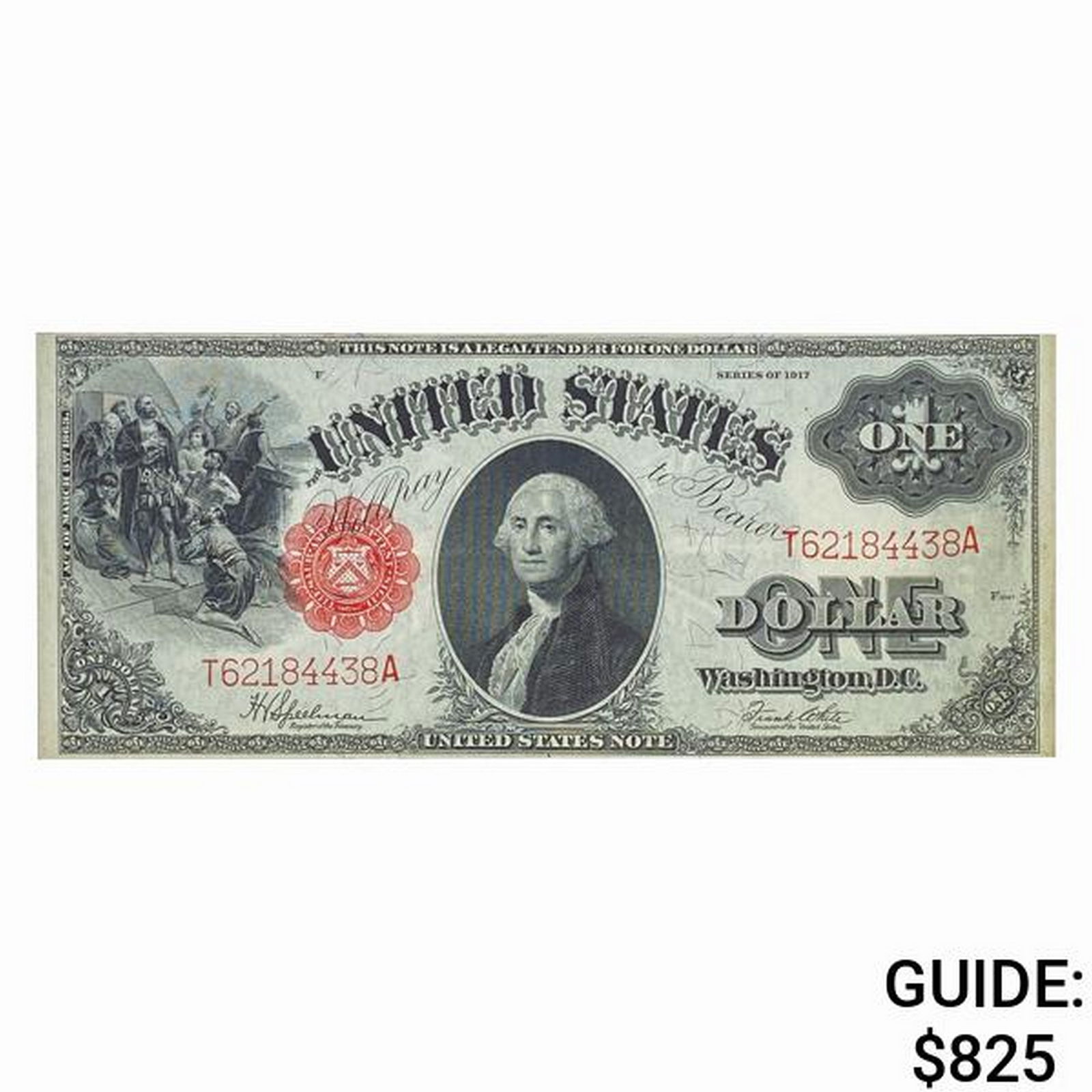 FR. 39 1917 $1 ONE DOLLAR LEGAL TENDER UNITED STATES NOTE ABOUT UNCIRCULATED (1 of 2)