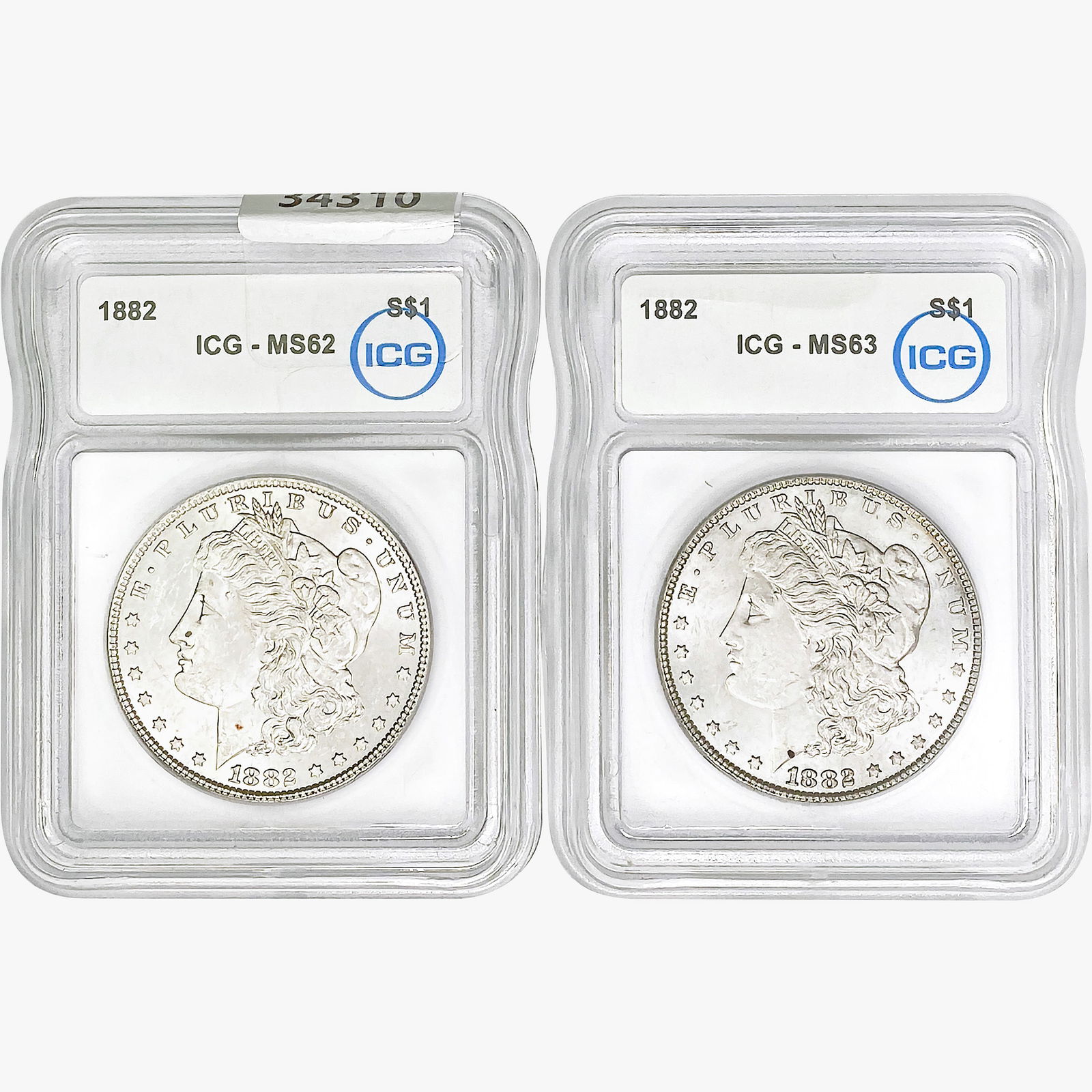 [2]1882 Morgan Silver Dollar ICG MS62-63 (1 of 2)