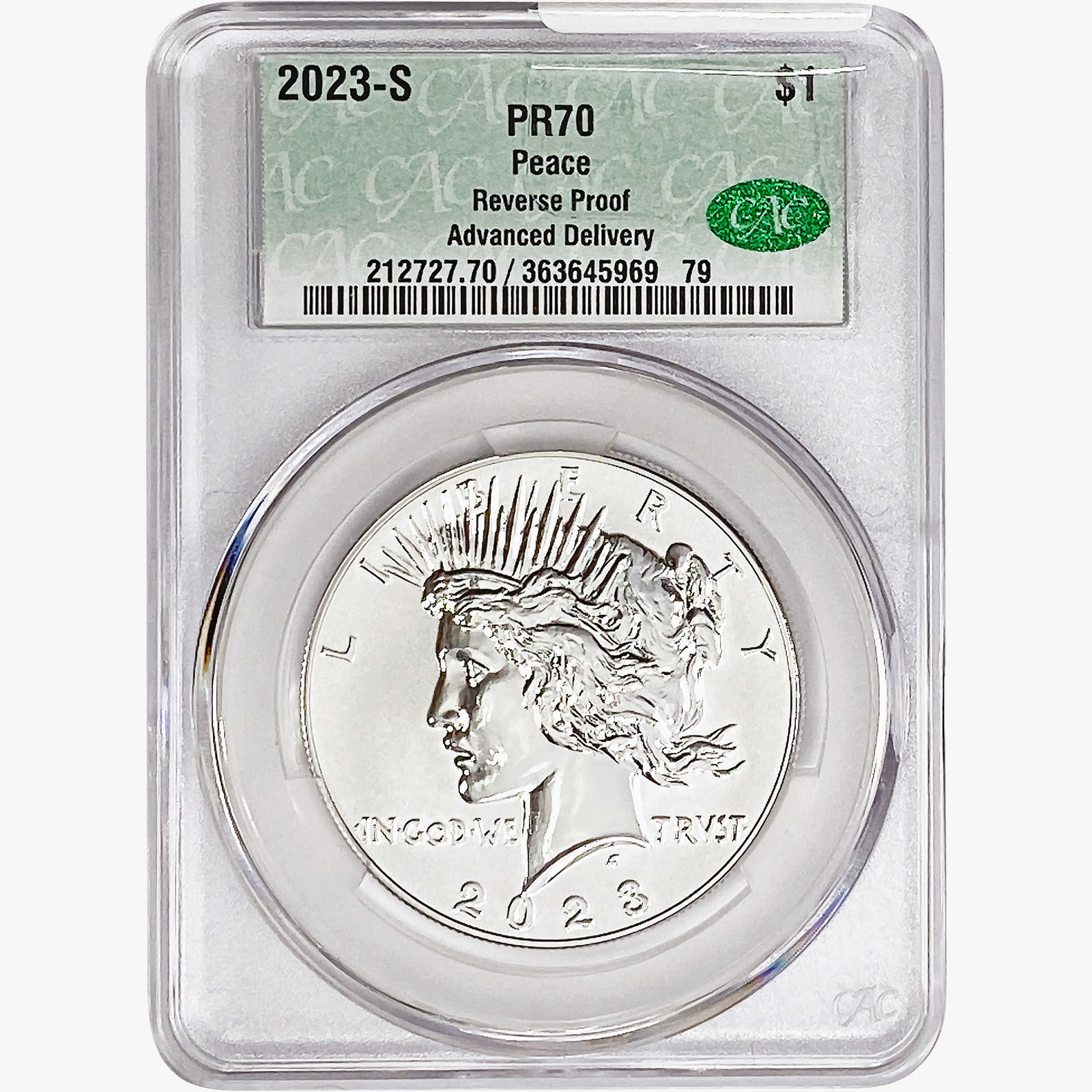 2023-S Silver Peace Dollar CAC PR70 (1 of 2)