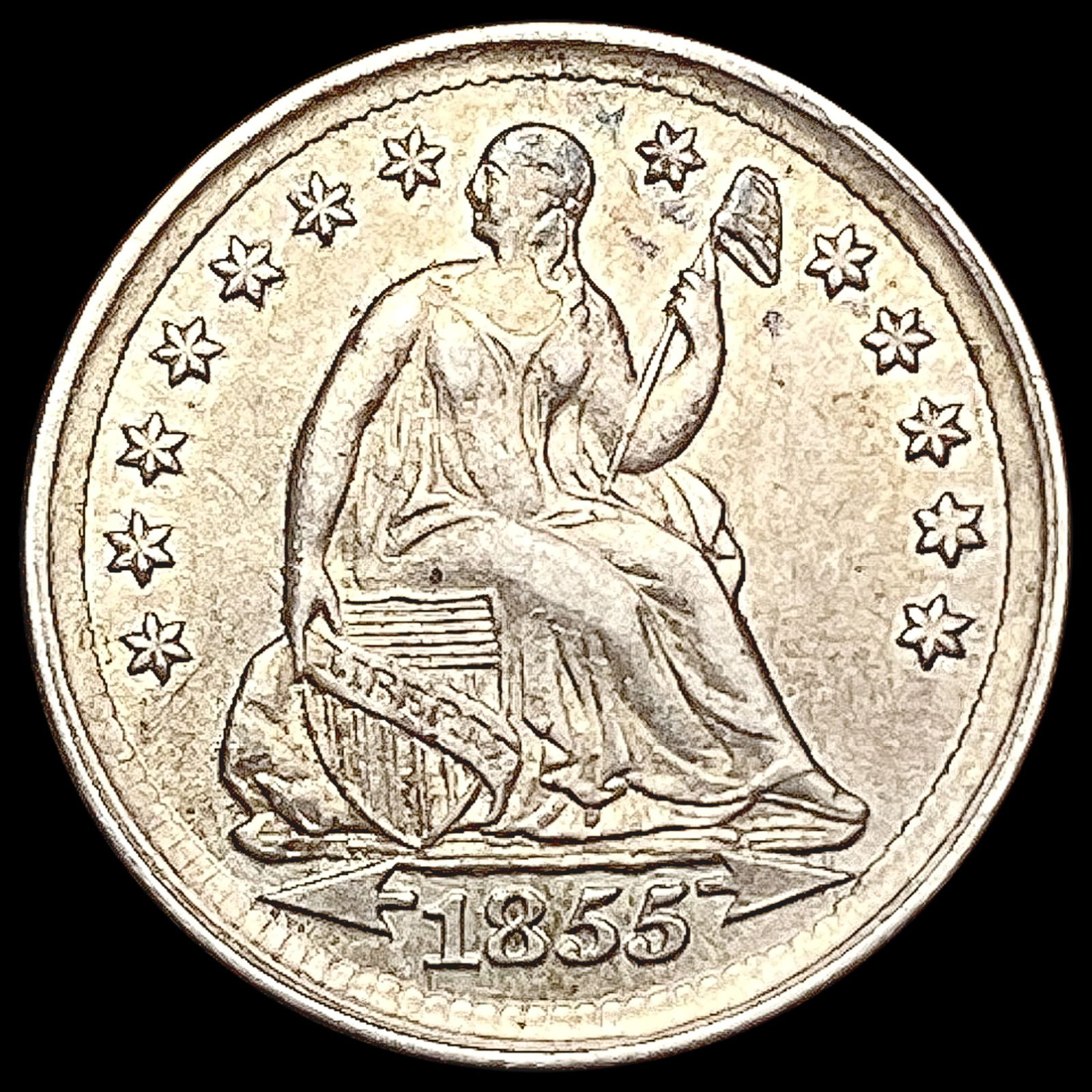 1855 Seated Liberty Half Dime CHOICE AU (1 of 2)