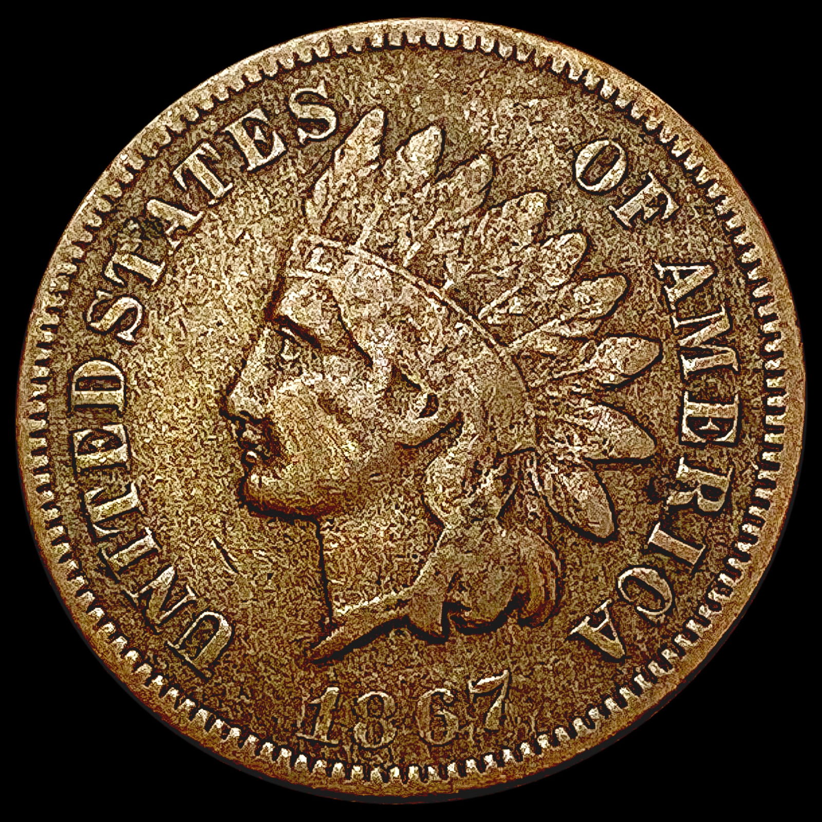 1867 Indian Head Cent LIGHTLY CIRCULATED (1 of 2)