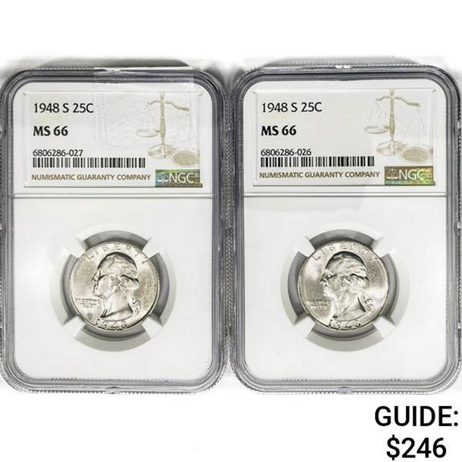 1948-S [2] Washington Silver Quarter NGC MS66 (1 of 2)