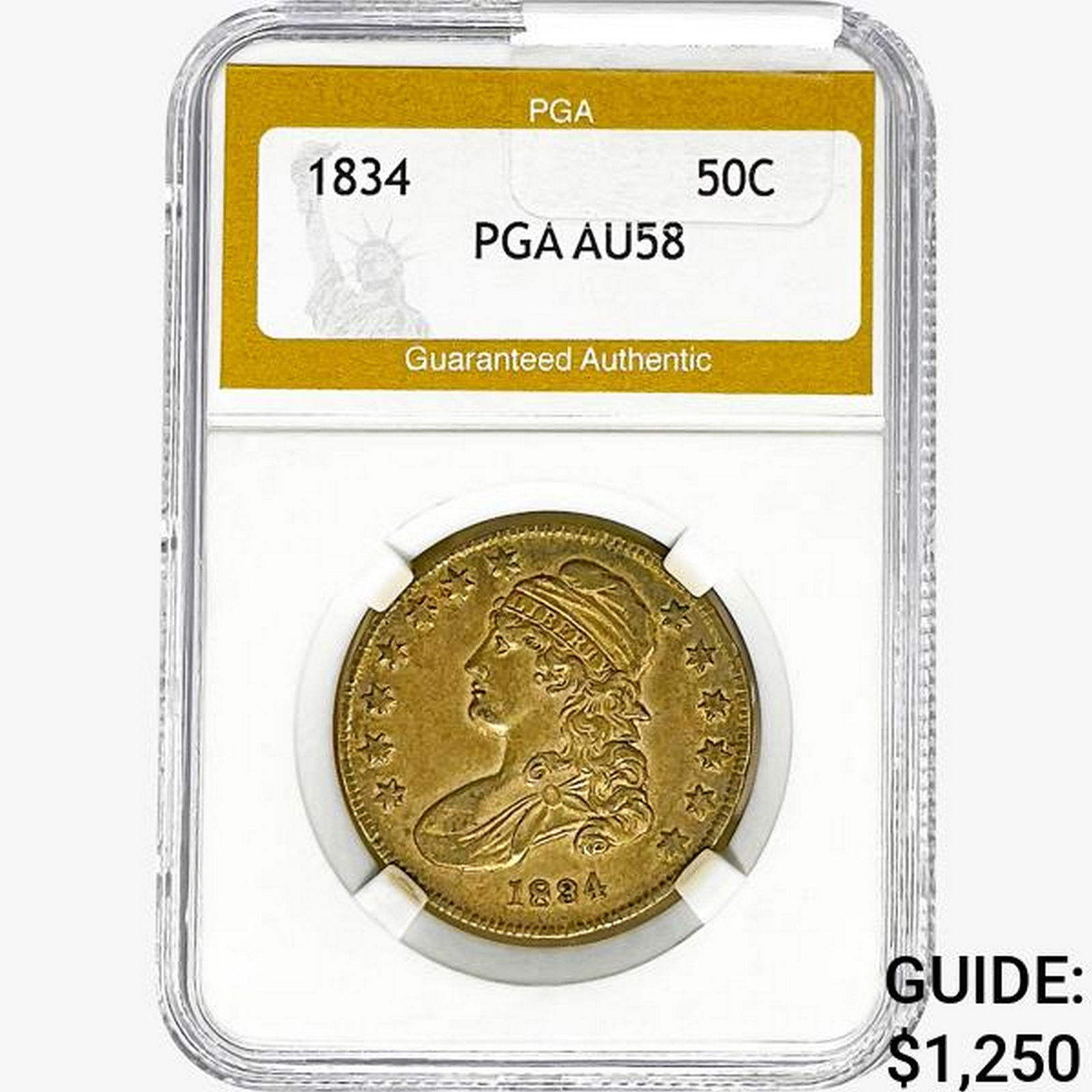 1834 Capped Bust Half Dollar PGA AU58 (1 of 2)