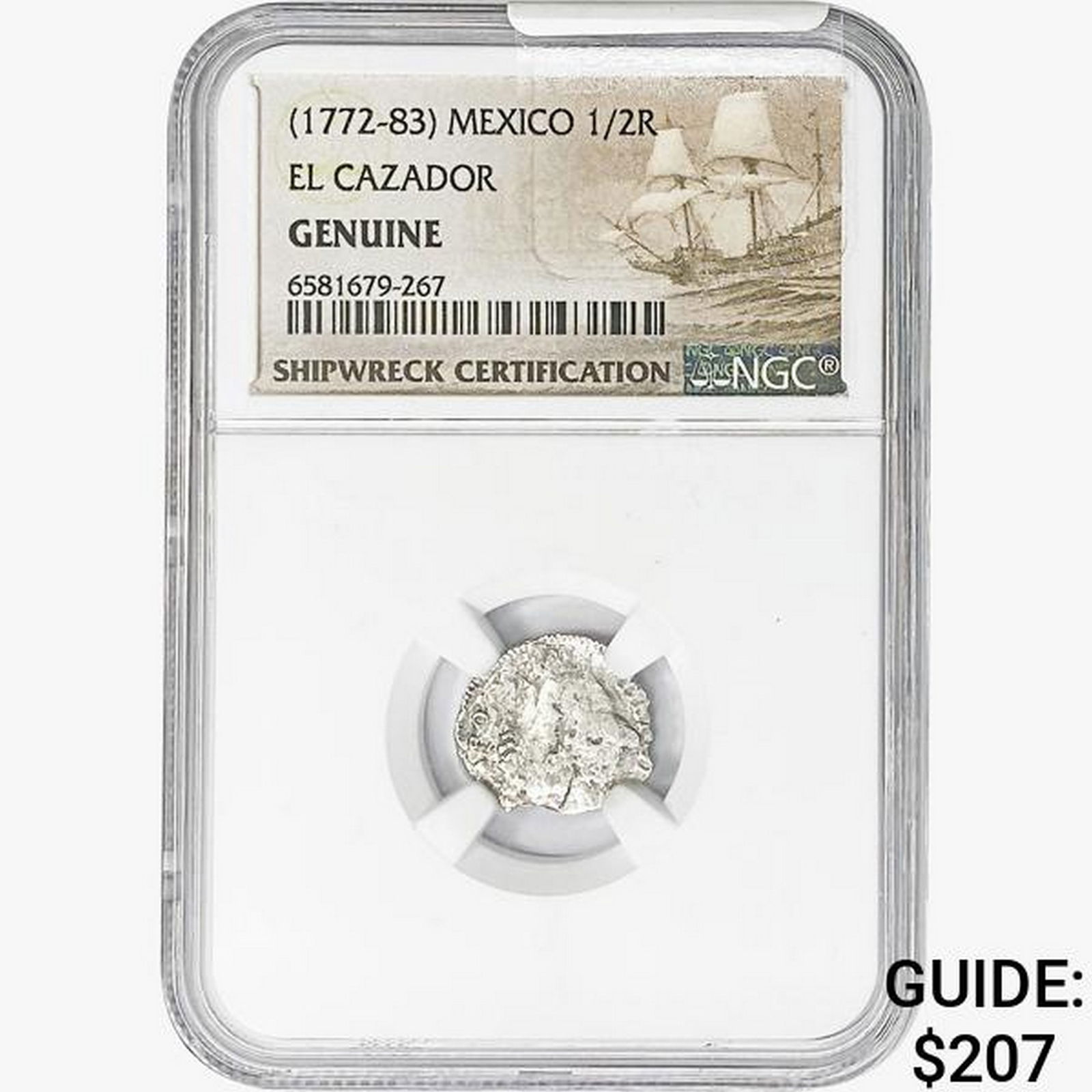 1772-83 Mexico 1/2 Reales El Cazador NGC Genuine Shipwreck (1 of 2)