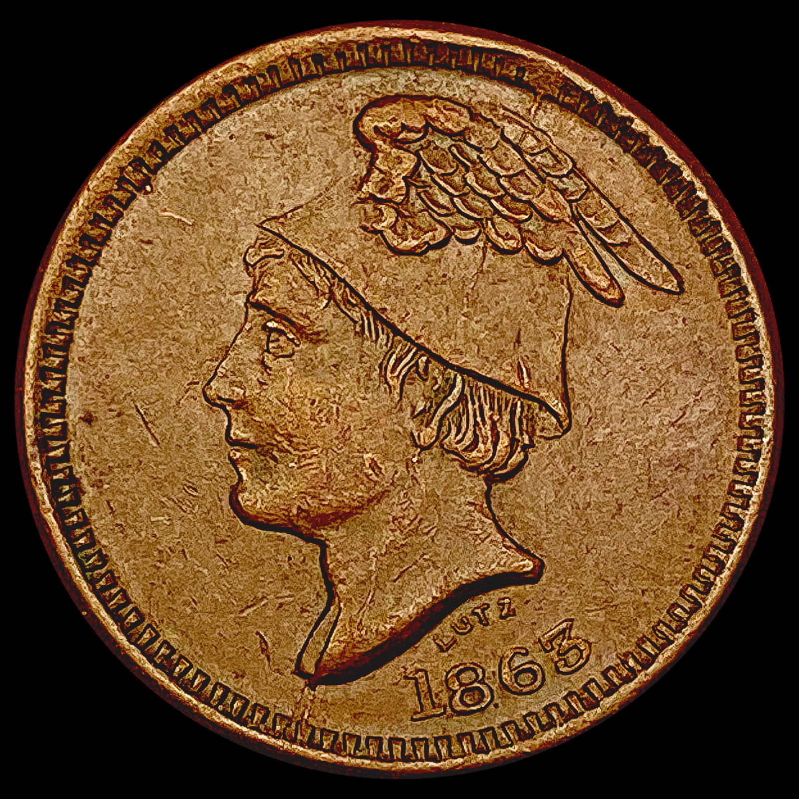 1863 Monroeville, OH R.G. Martin Token CLOSELY UNCIRCULATED (1 of 2)