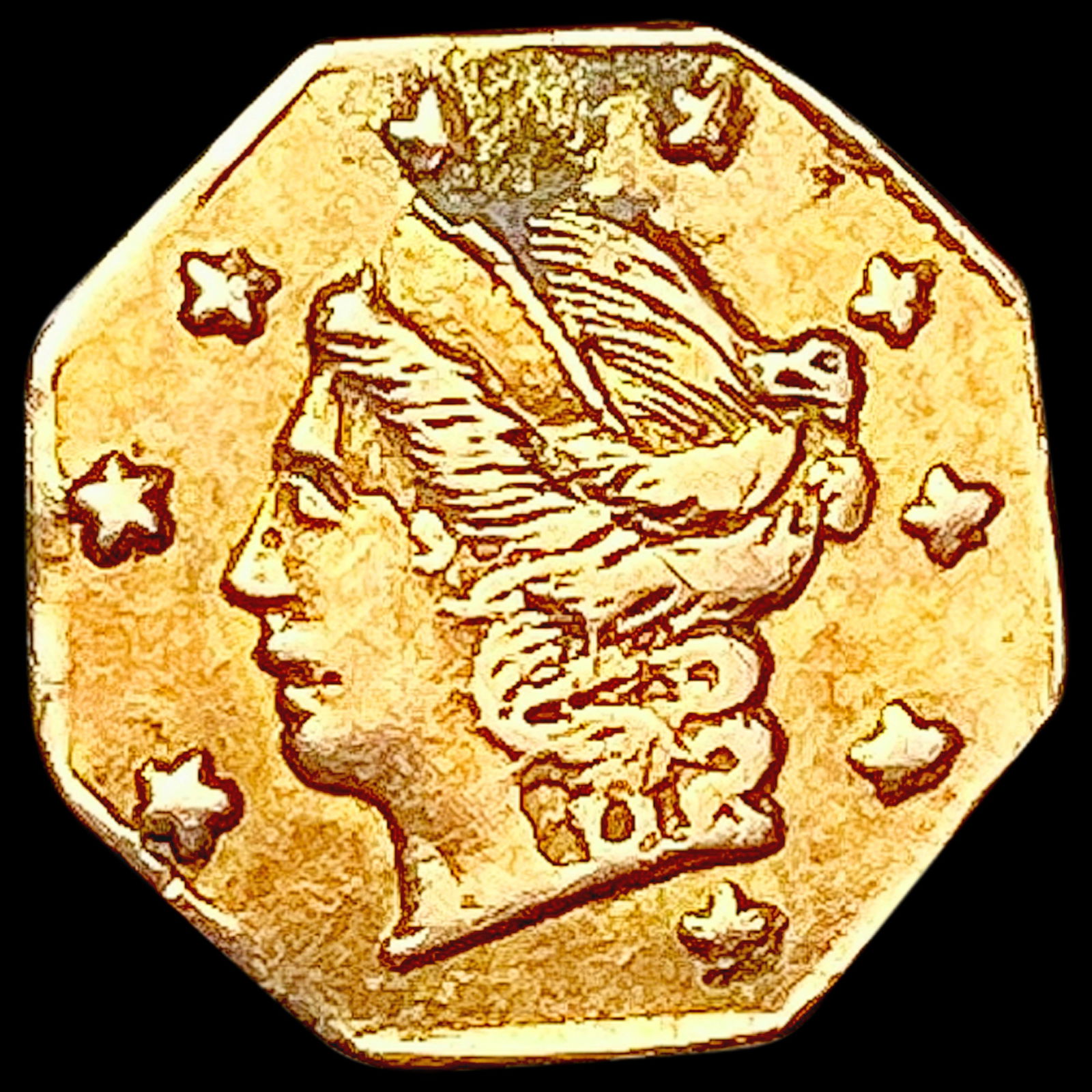 1866 BG-708 Octagonal California Gold Quarter HIGH GRADE (1 of 2)