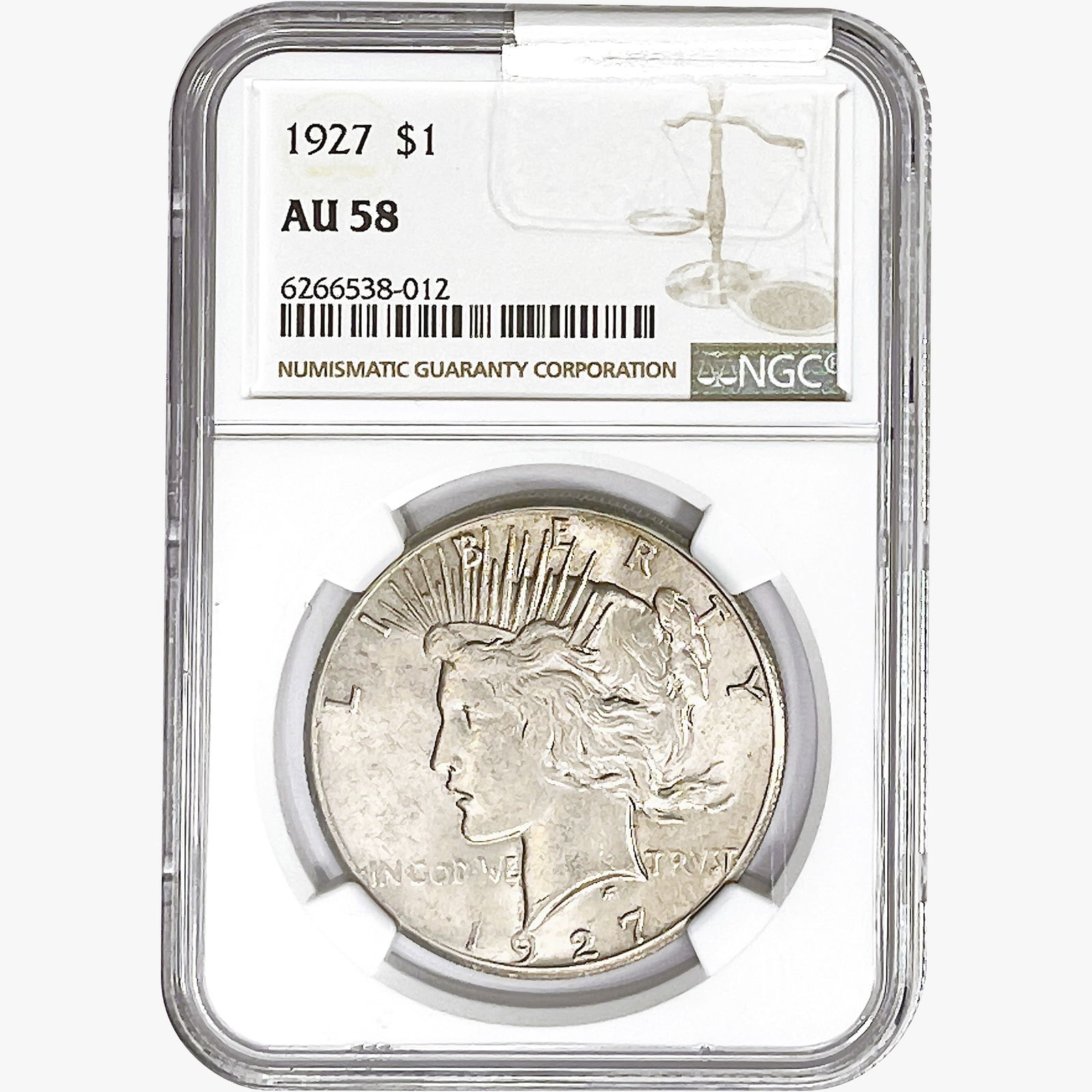1927 Silver Peace Dollar NGC AU58 (1 of 2)