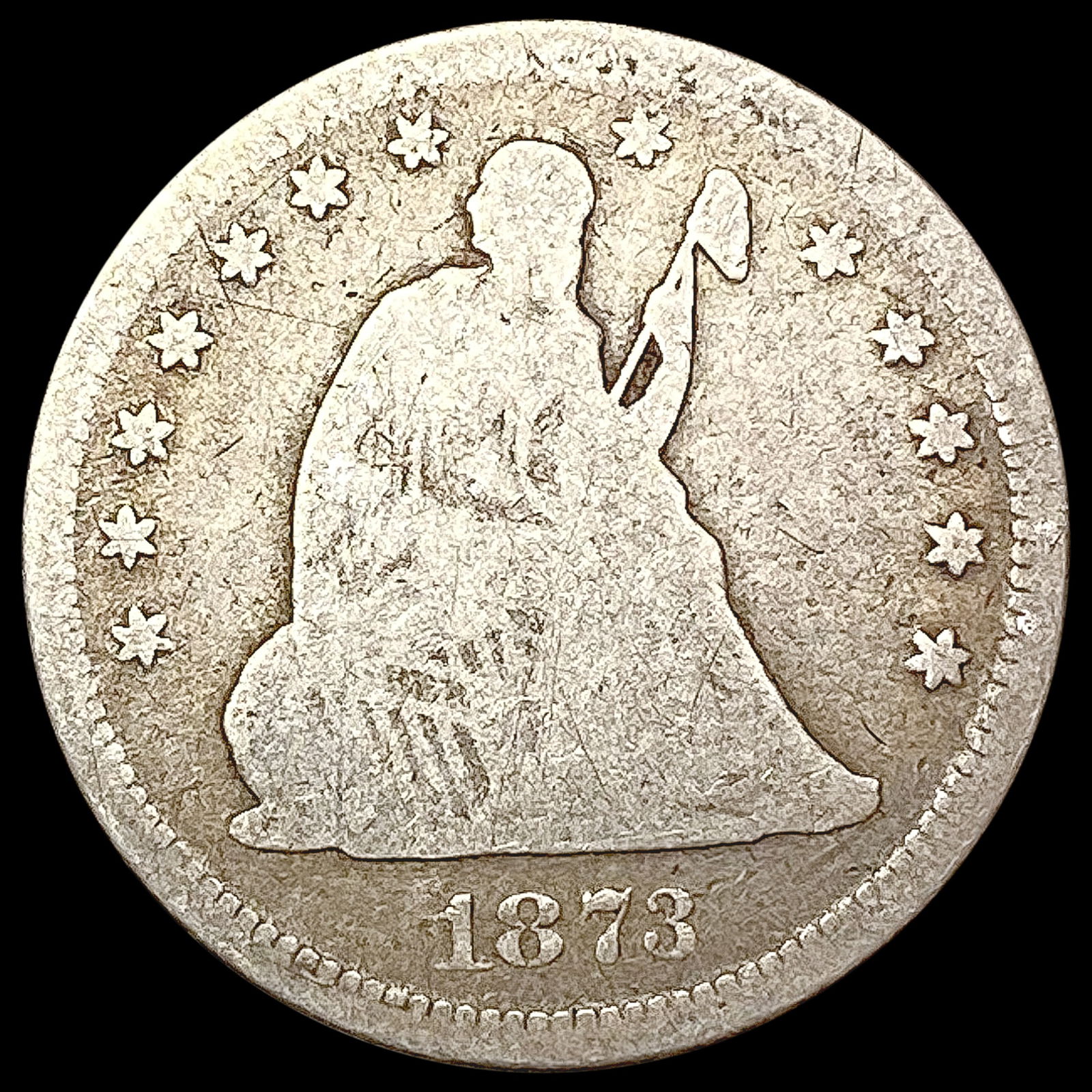 1873 Open 3 Seated Liberty Quarter NICELY CIRCULATED (1 of 2)