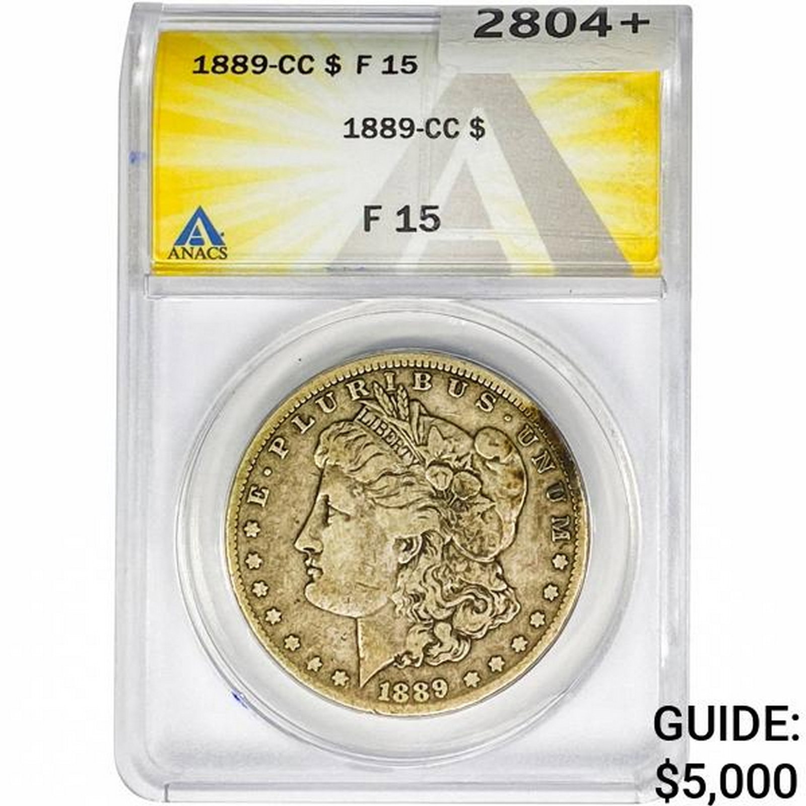 1889-CC Morgan Silver Dollar ANACS F15: 1889-CC Morgan Silver Dollar ANACS F15