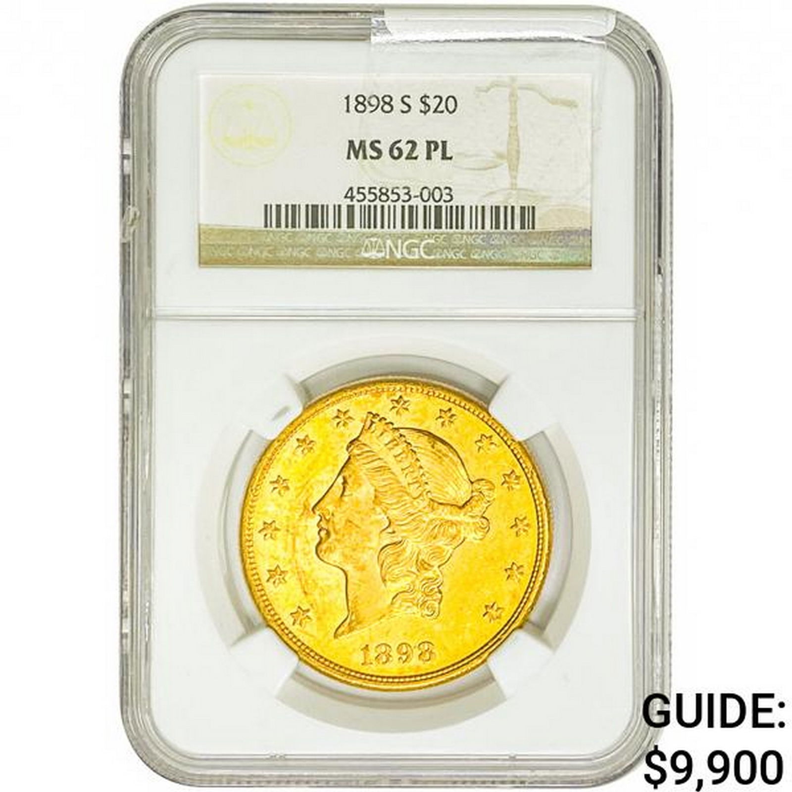 1898-S $20 Gold Double Eagle NGC MS62 PL (1 of 2)