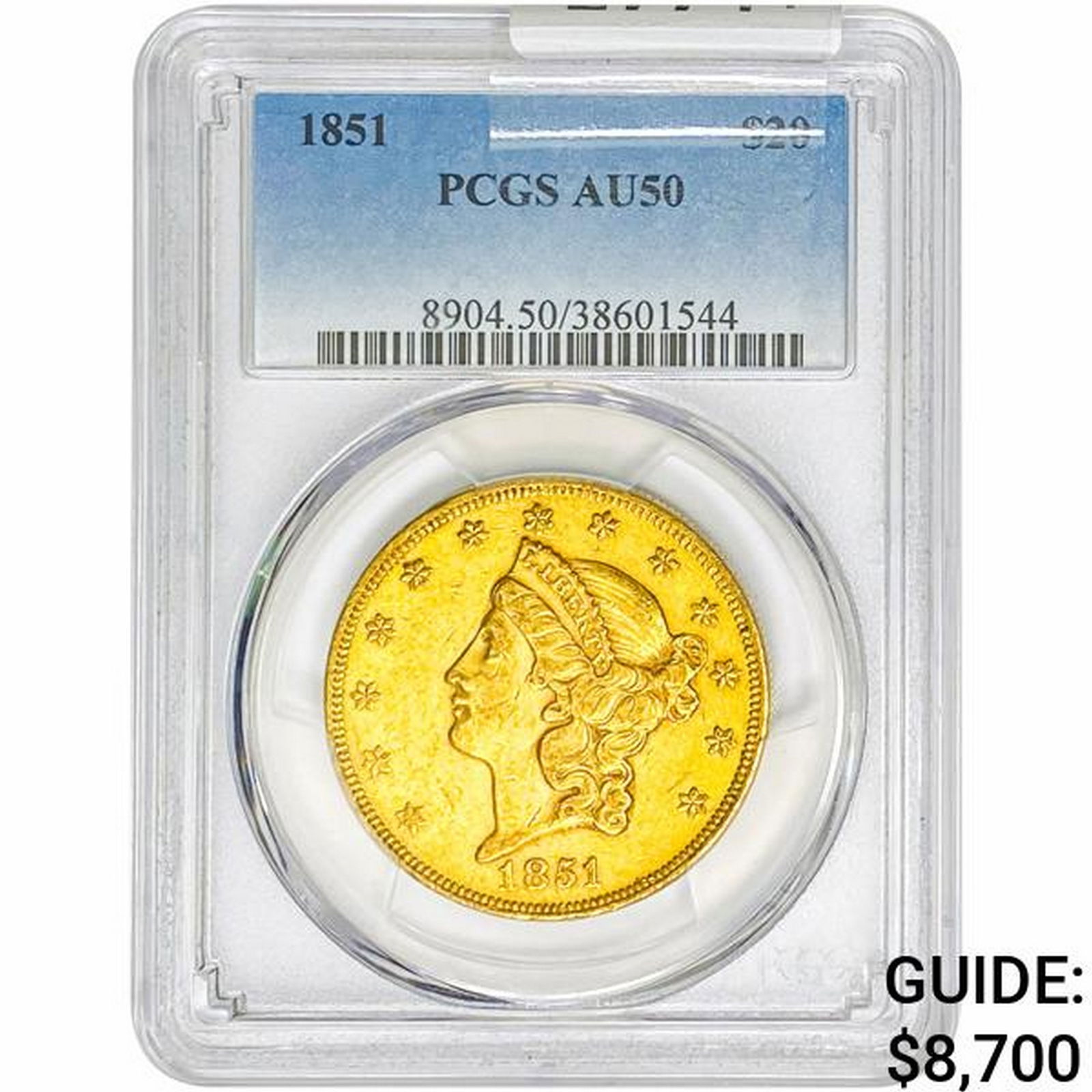 1851 $20 Gold Double Eagle PCGS AU50 (1 of 2)