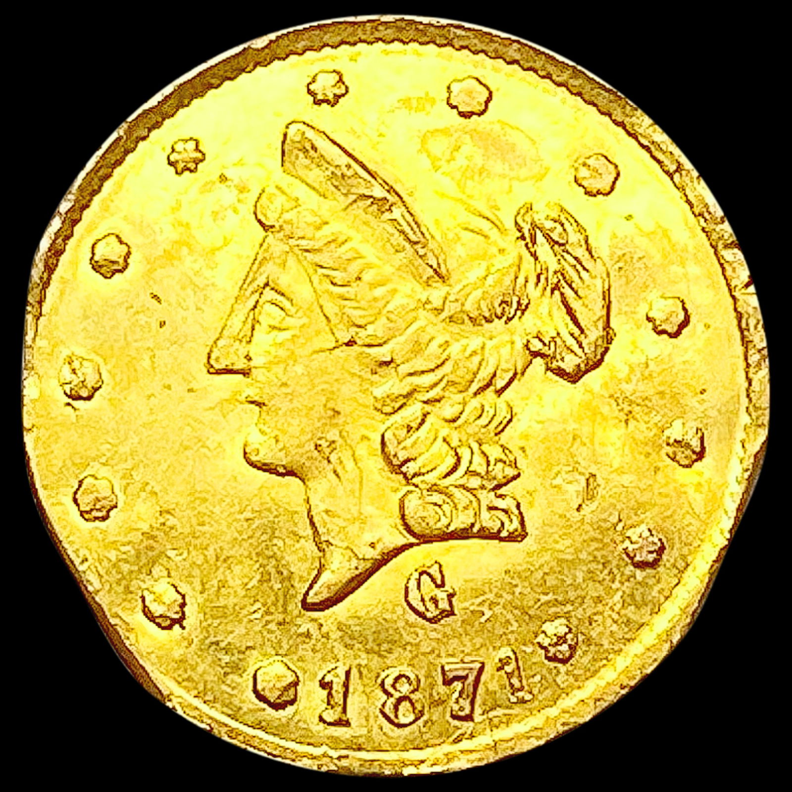 1871 G Liberty Head California Gold Half Dollar HIGH GRADE: 1871 G Liberty Head California Gold Half Dollar HIGH GRADE