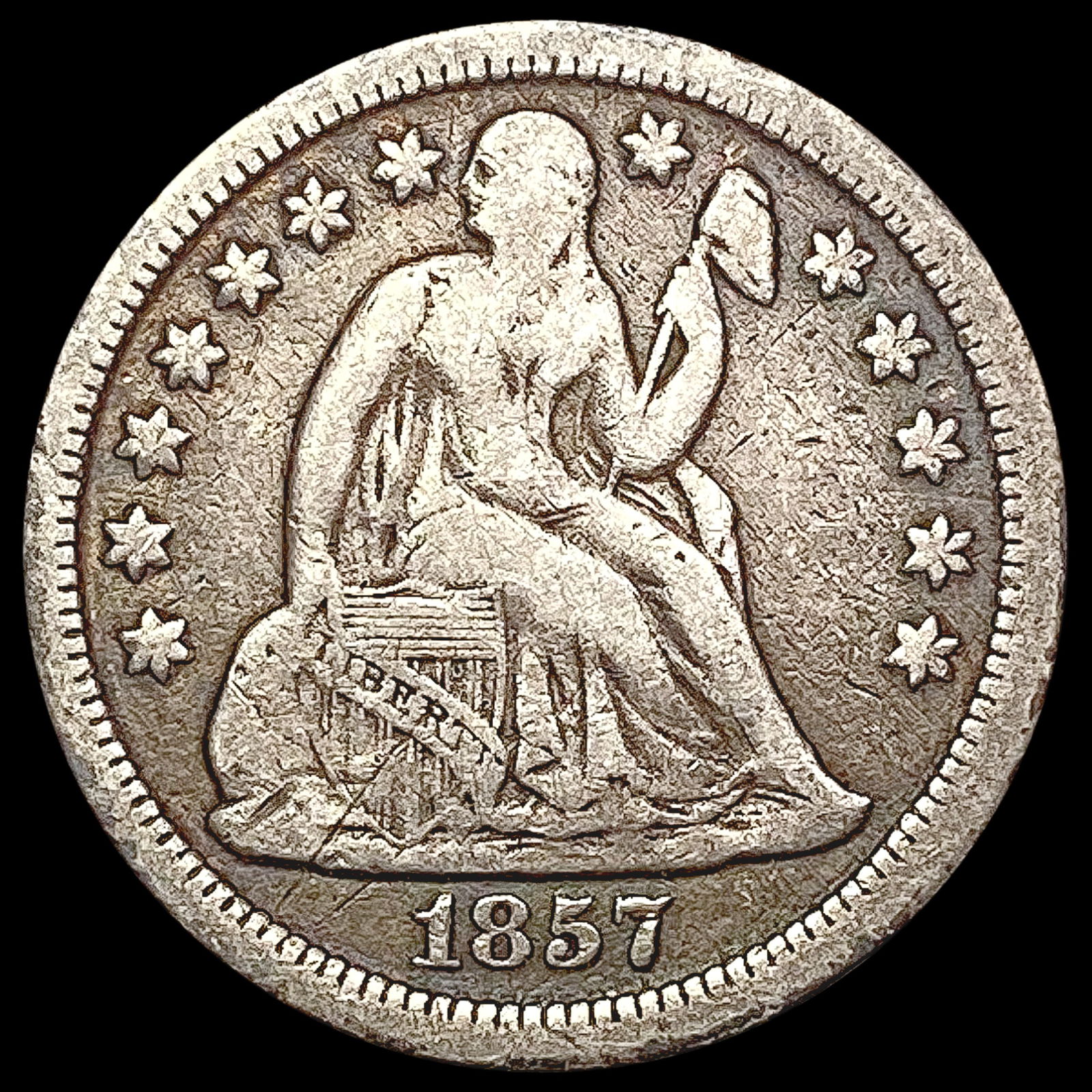 1857 Seated Liberty Dime NICELY CIRCULATED (1 of 2)