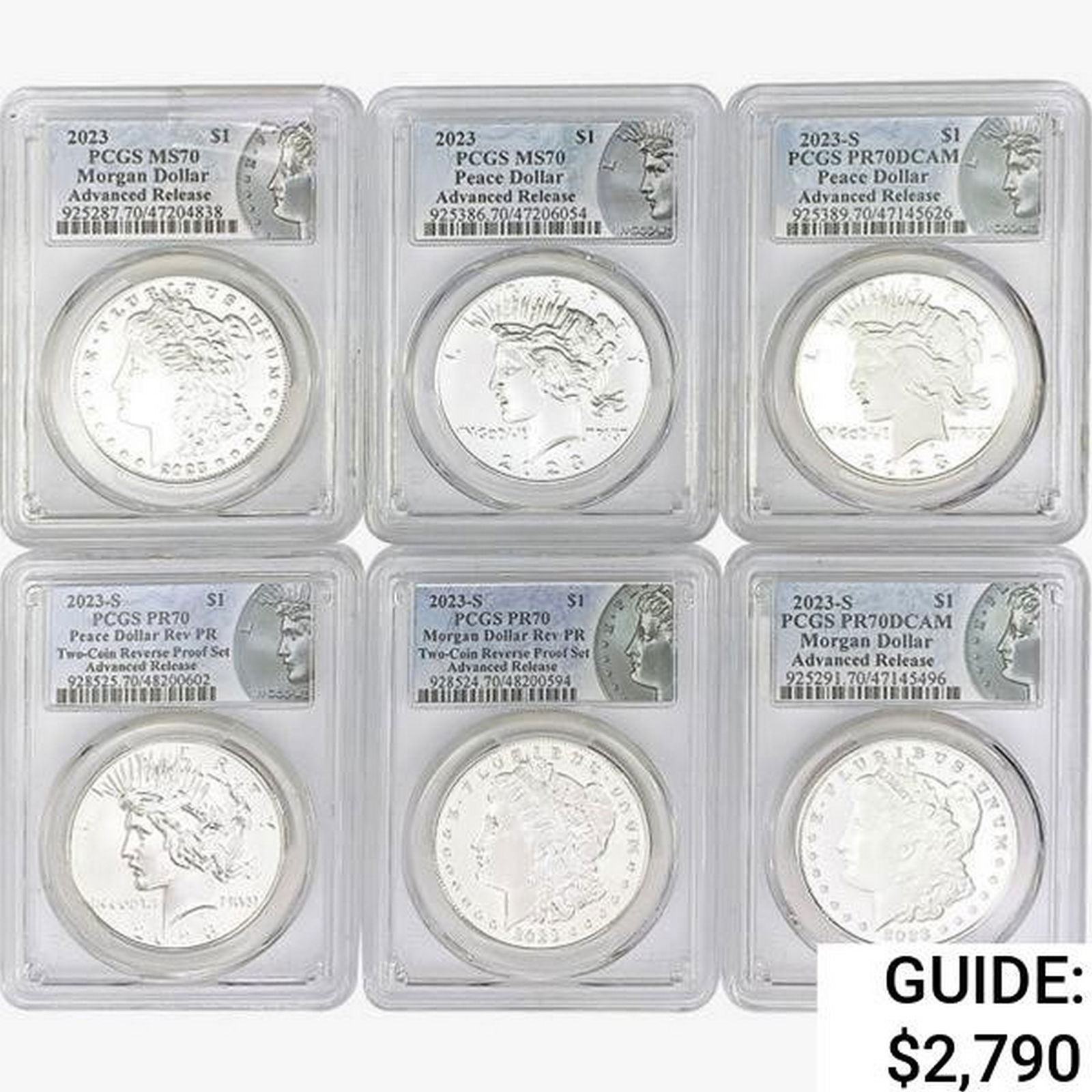 2023 [6] Silver Dollars PCGS PR/MS70 (1 of 2)