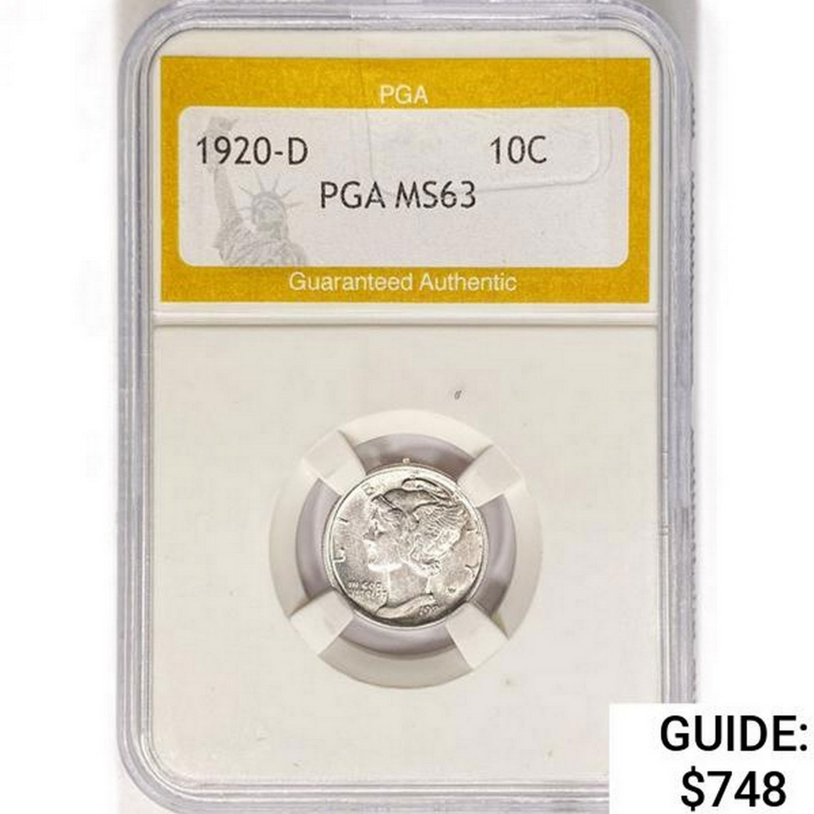 1920-D Mercury Silver Dime PGA MS63 (1 of 2)