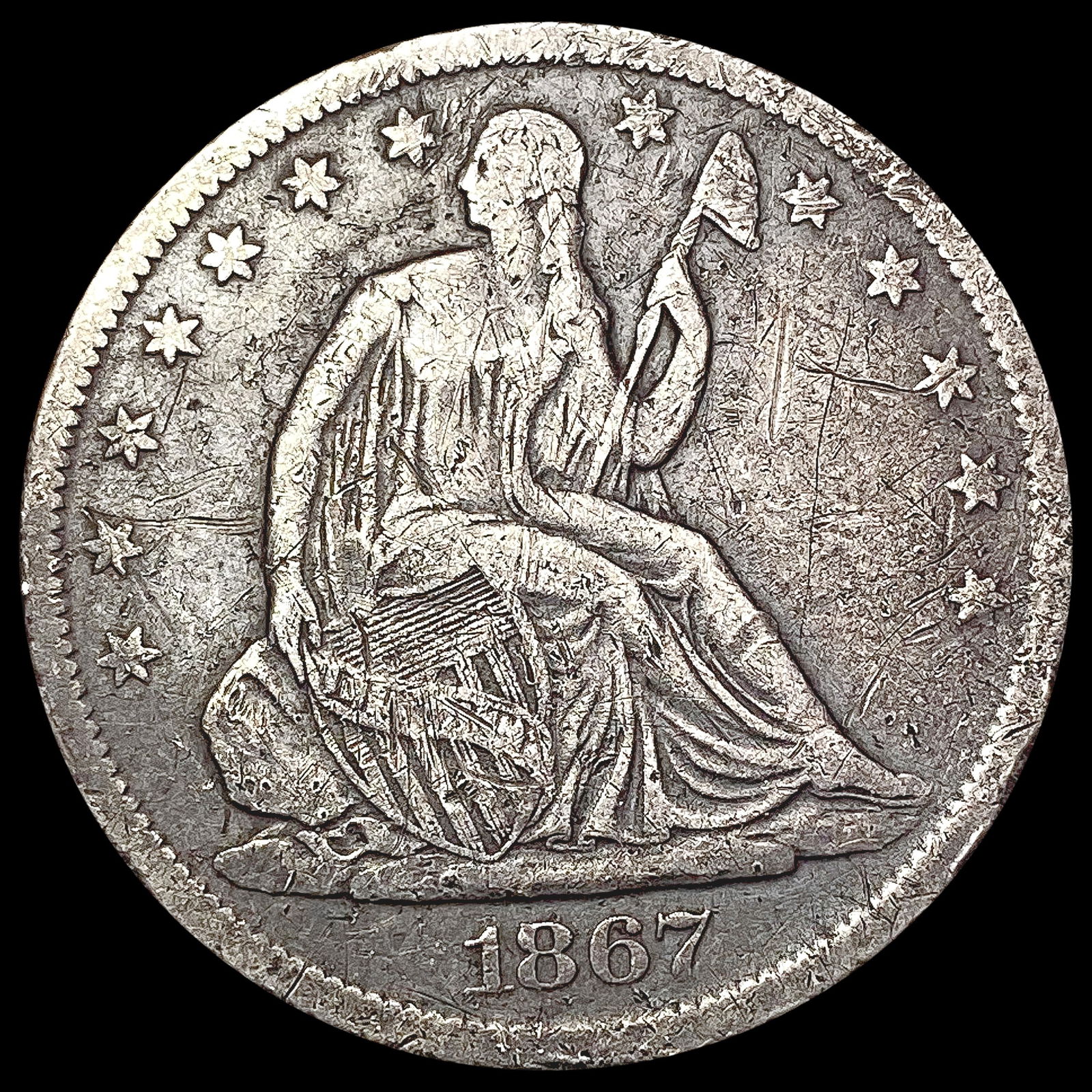 1867 S Seated Liberty Half Dollar NICELY CIRCULATED (1 of 2)