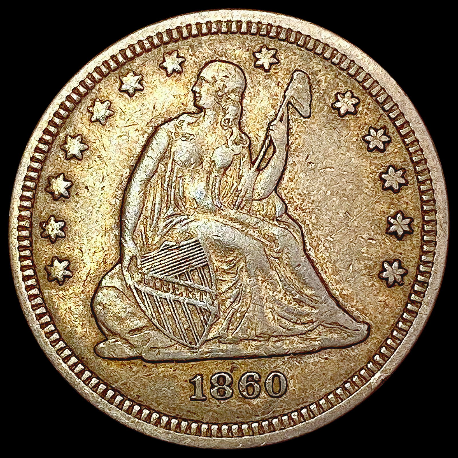 1860 Seated Liberty Quarter CLOSELY UNCIRCULATED (1 of 2)