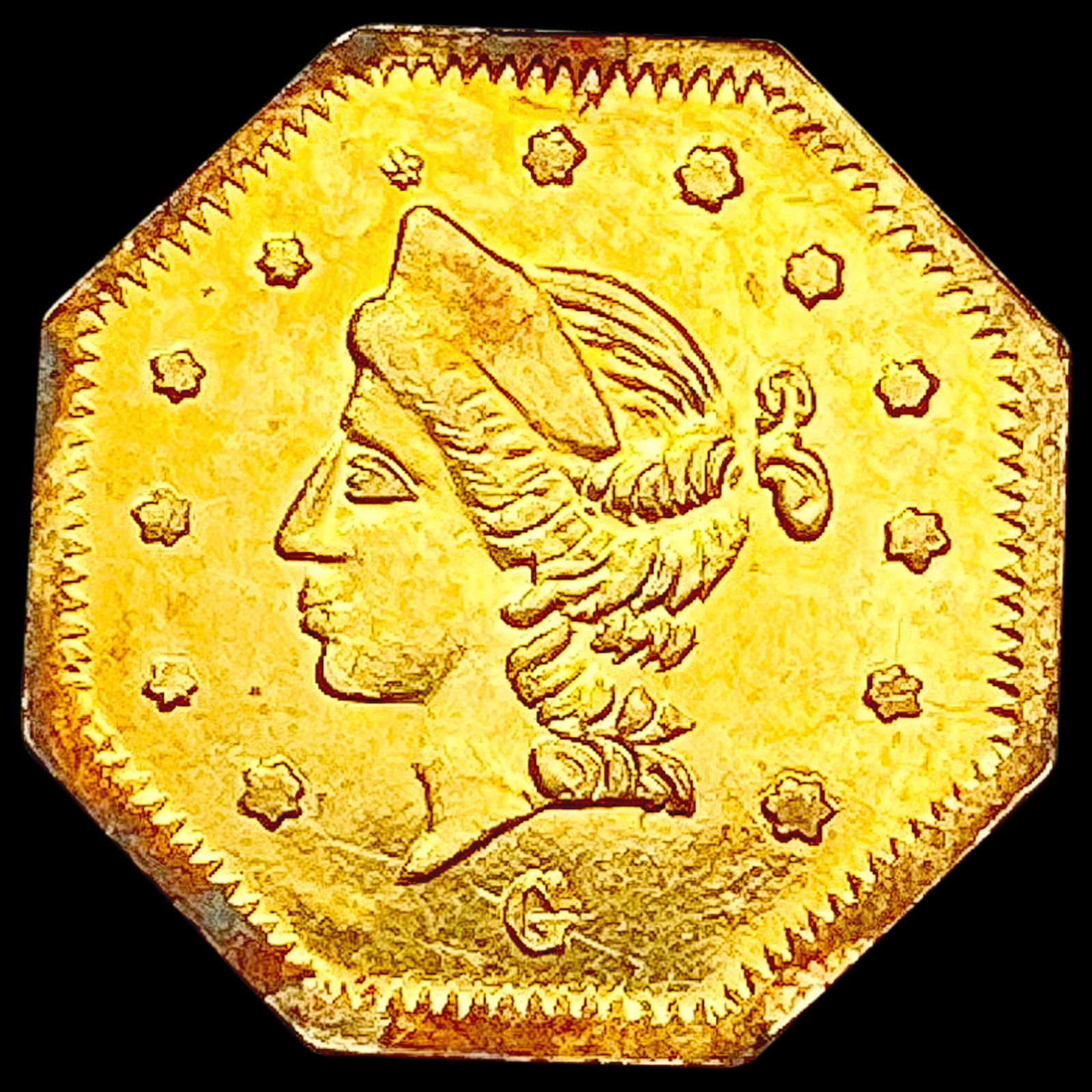 1870 Octagonal California Gold Half Dollar CLOSELY UNCIRCULATED (1 of 2)