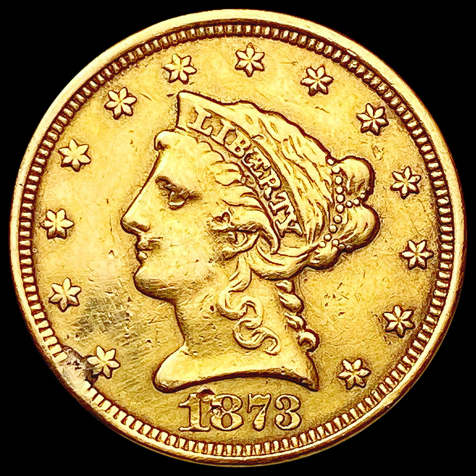 1873 $2.50 Gold Quarter Eagle LIGHTLY CIRCULATED (1 of 2)