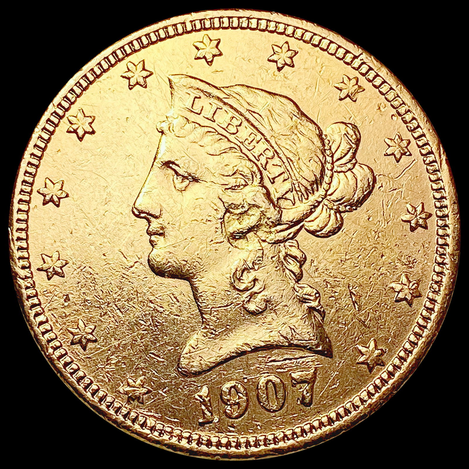 1907 D $10 Gold Eagle NEARLY UNCIRCULATED (1 of 2)