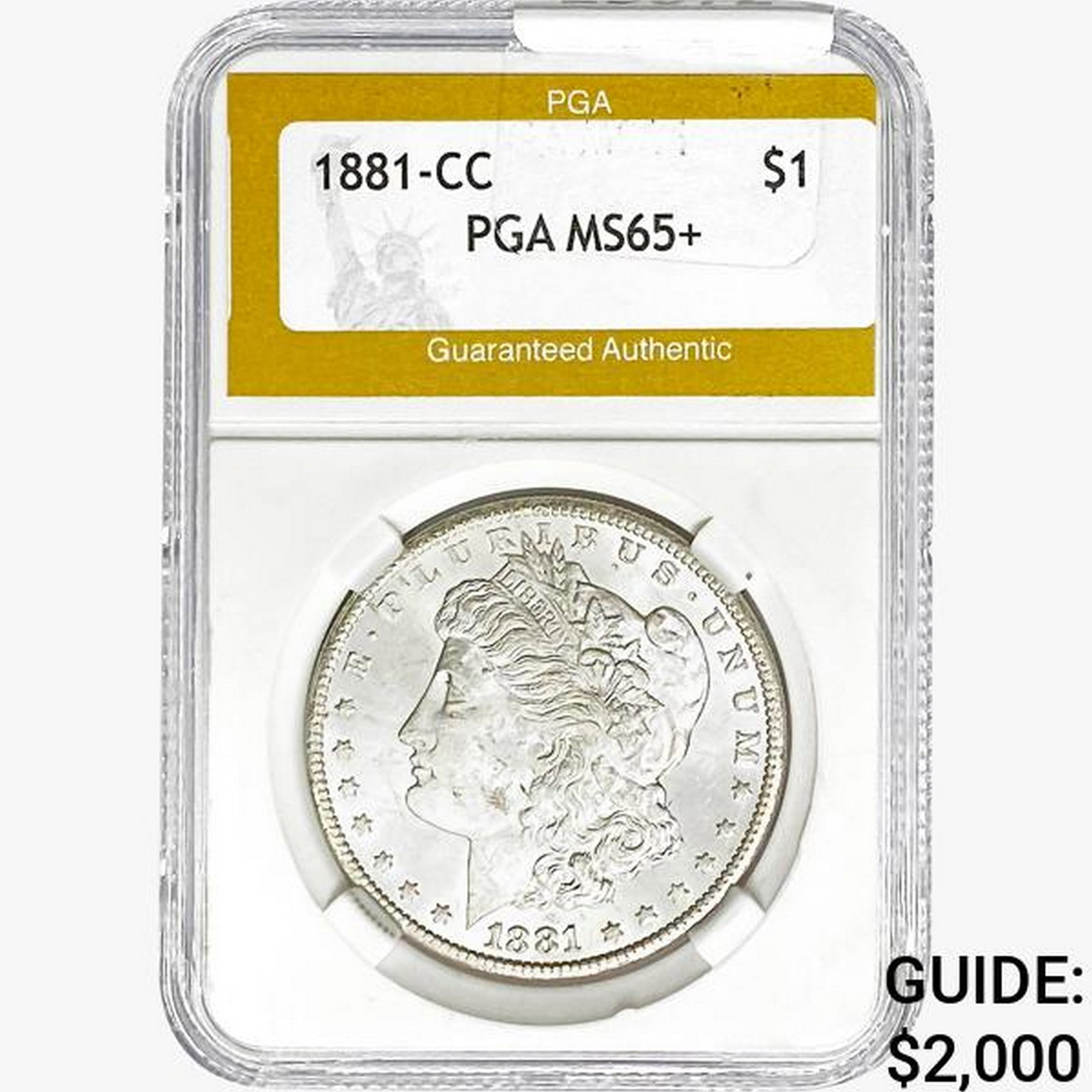 1881-CC Morgan Silver Dollar PGA MS65+: 1881-CC Morgan Silver Dollar PGA MS65+