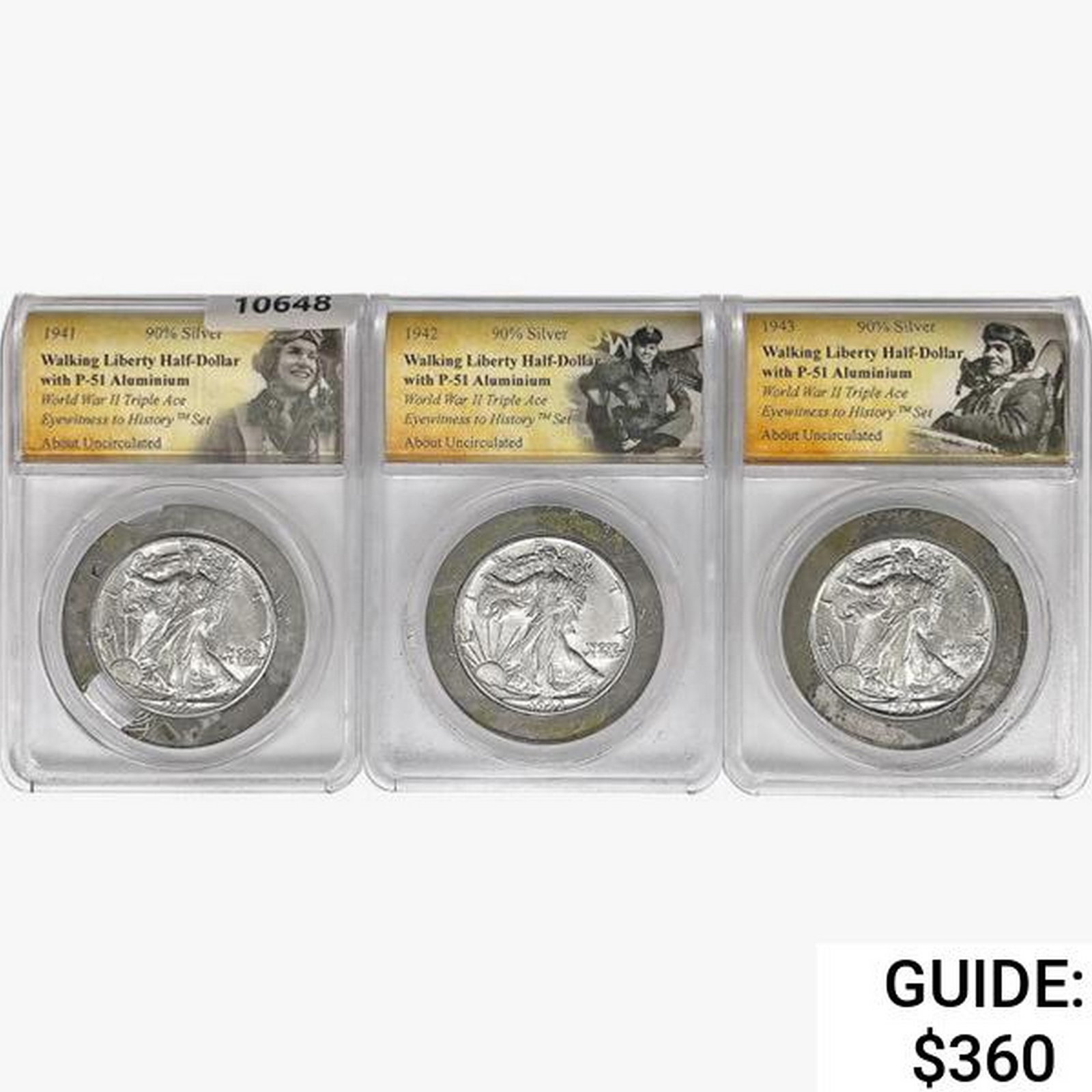 [3] 1941-1943 WWII Walking Halves ANACS AU50: [3] 1941-1943 WWII Walking Halves ANACS AU50