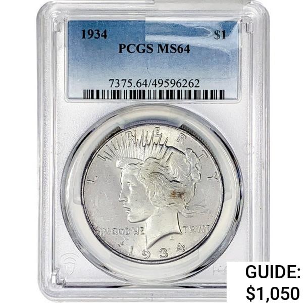 1934 Silver Peace Dollar PCGS MS64 (1 of 2)