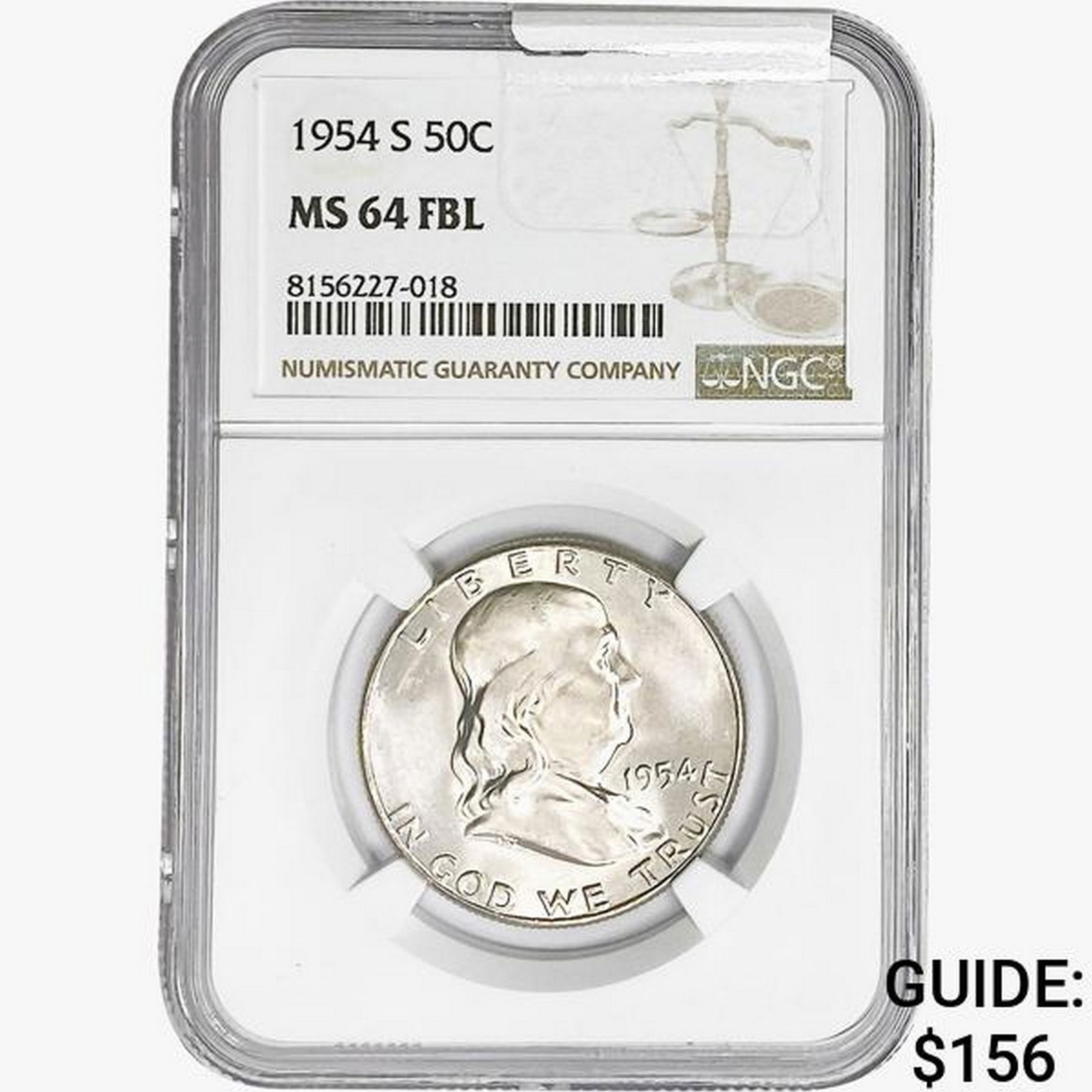 1954-S Franklin Half Dollar NGC MS64 FBL (1 of 2)