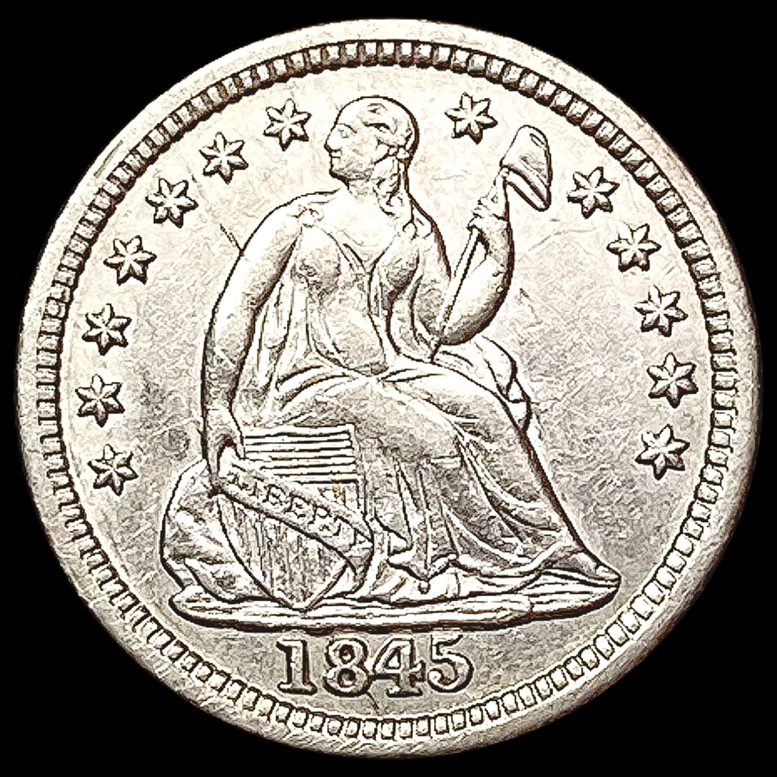 1845 Seated Liberty Half Dime UNCIRCULATED (1 of 2)