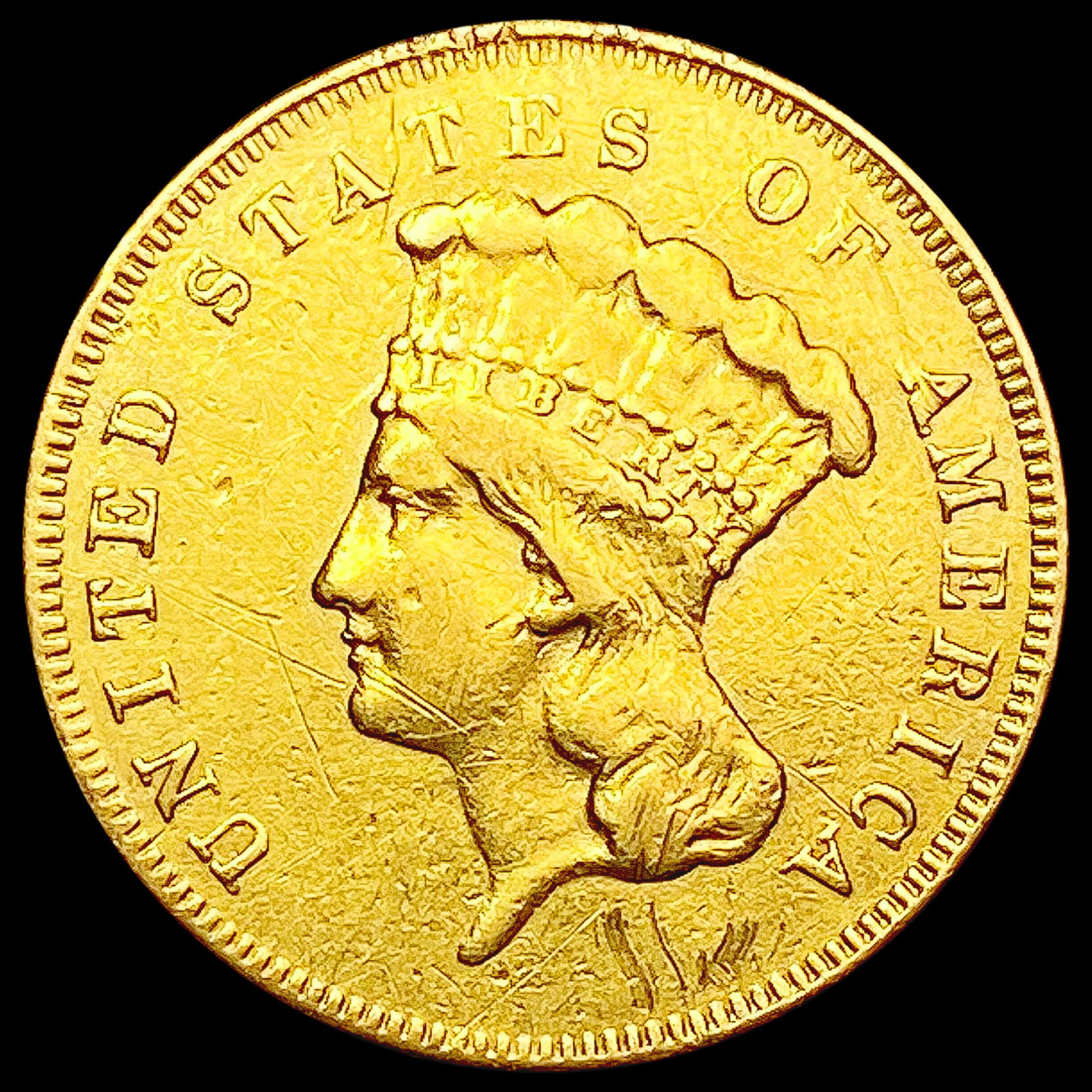 1857 $3 Gold Piece NICELY CIRCULATED (1 of 2)