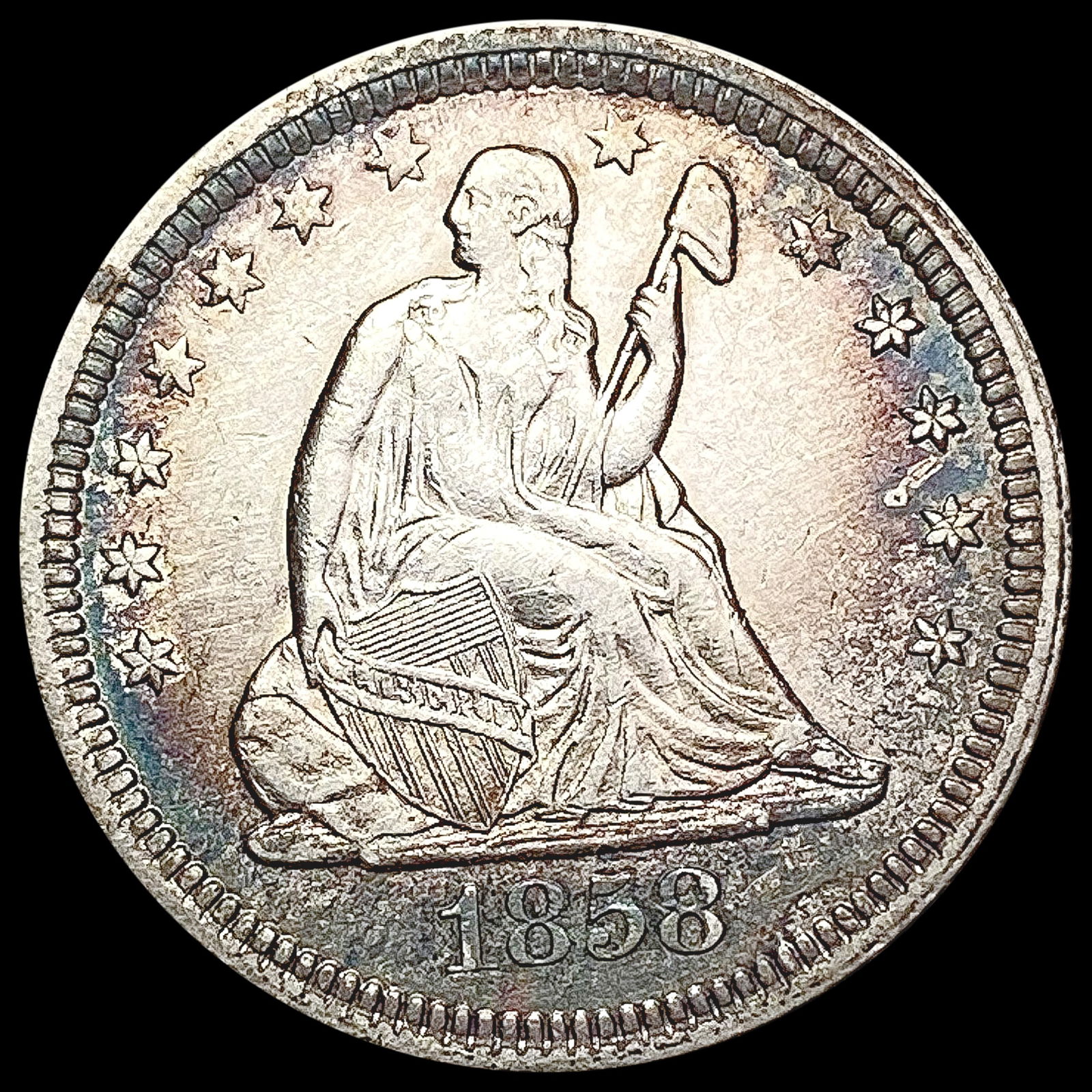 1858 Seated Liberty Quarter CLOSELY UNCIRCULATED (1 of 2)