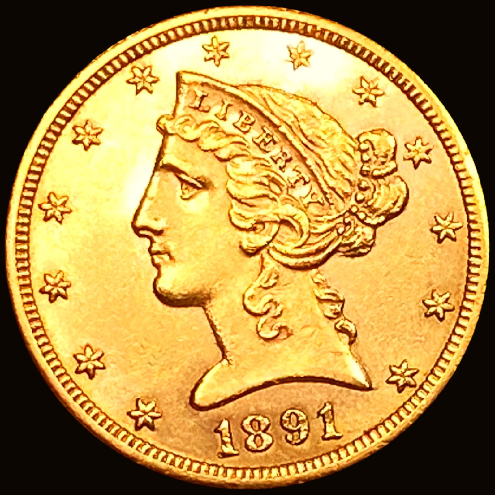1891-CC $5 Gold Half Eagle CHOICE BU+ (1 of 2)