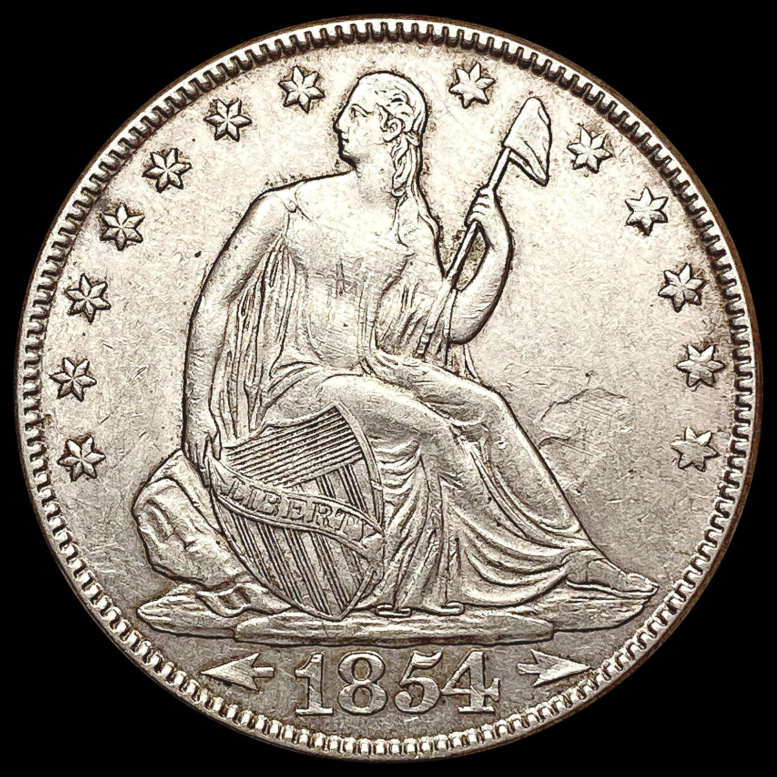 1854 Arrows Seated Liberty Half Dollar CLOSELY UNCIRCULATED (1 of 2)