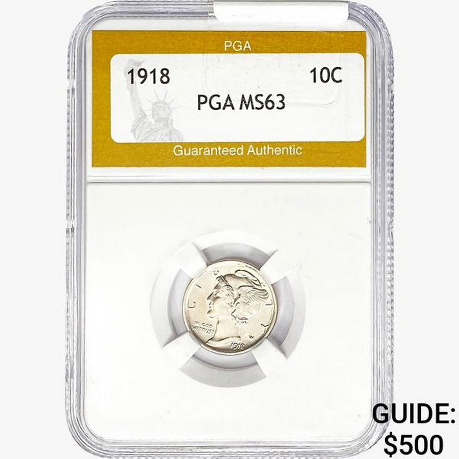 1918-D Mercury Silver Dime PGA MS63 (1 of 2)