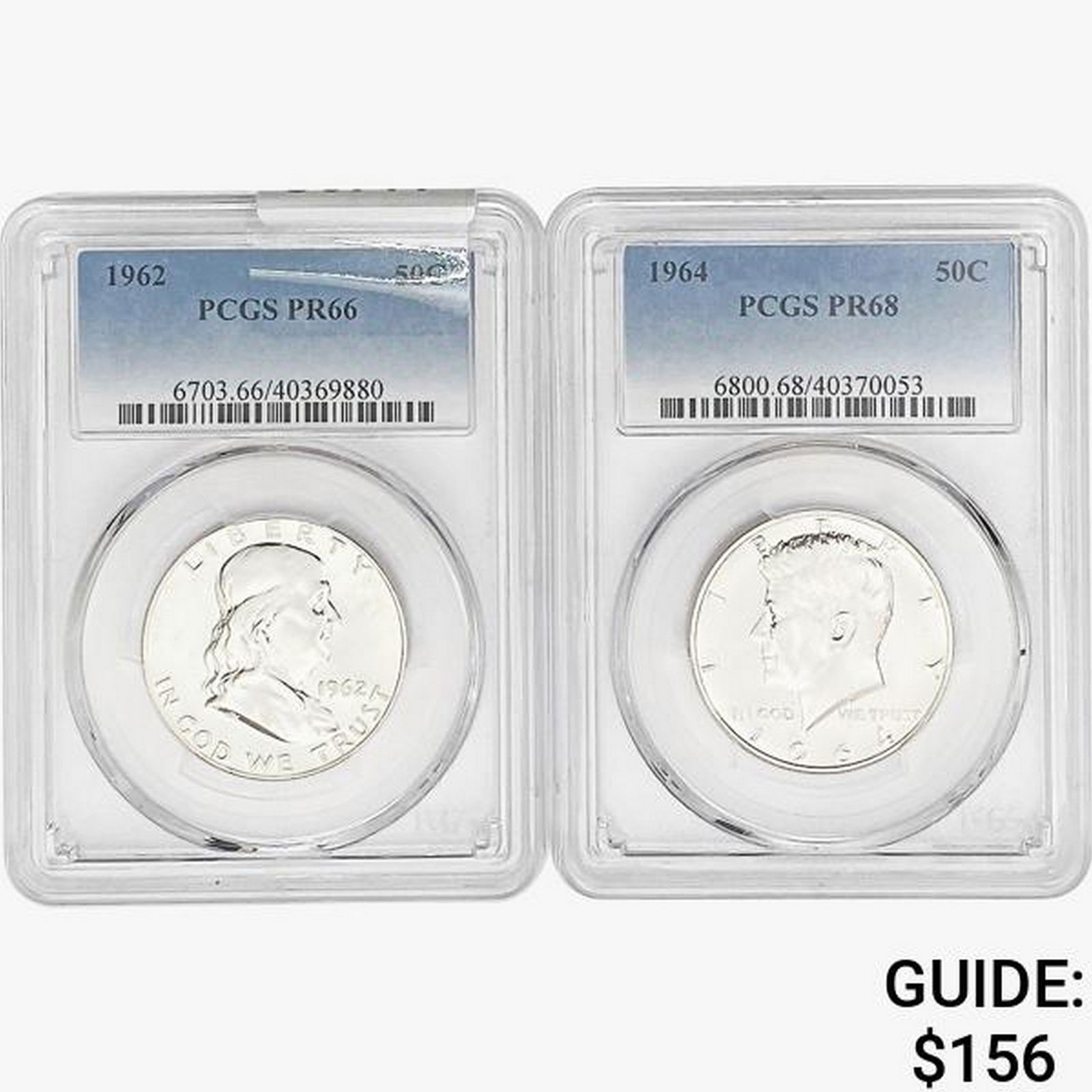 [2]1962-1964 Franklin Half Dollar PCGS PR66-68 (1 of 2)