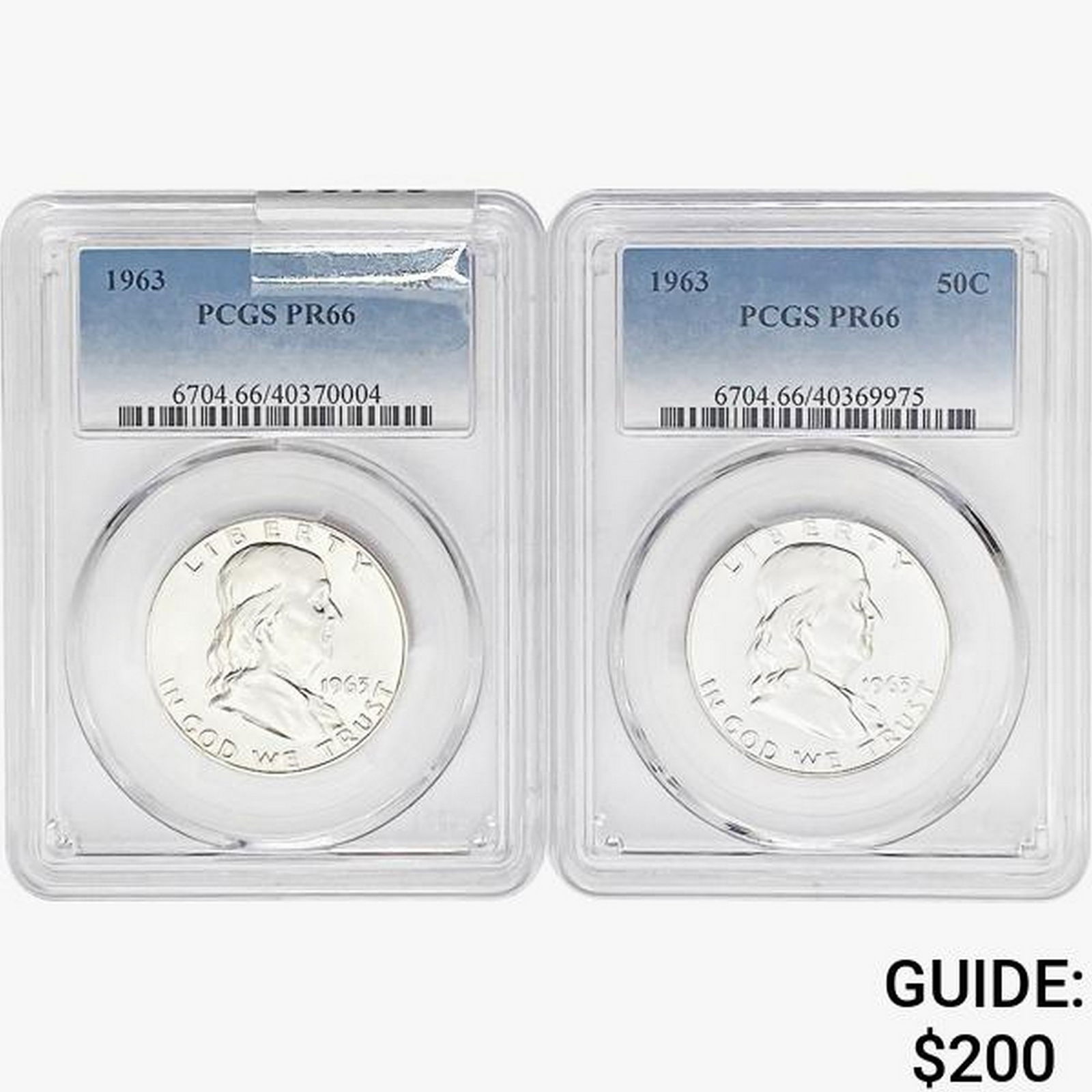 [2]1963 Franklin Half Dollar PCGS PR66 (1 of 2)