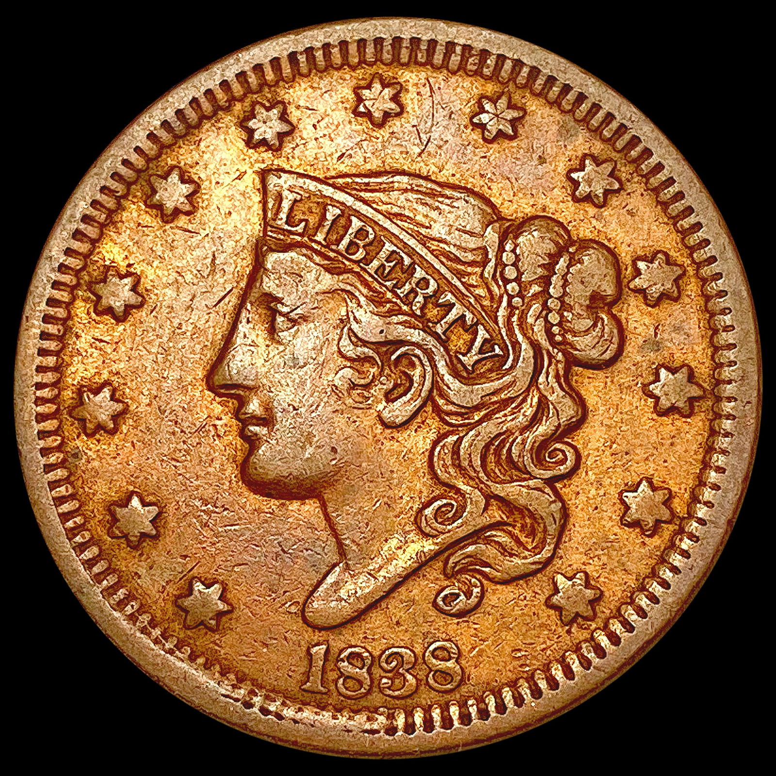 1838 Coronet Head Large Cent CLOSELY UNCIRCULATED (1 of 2)