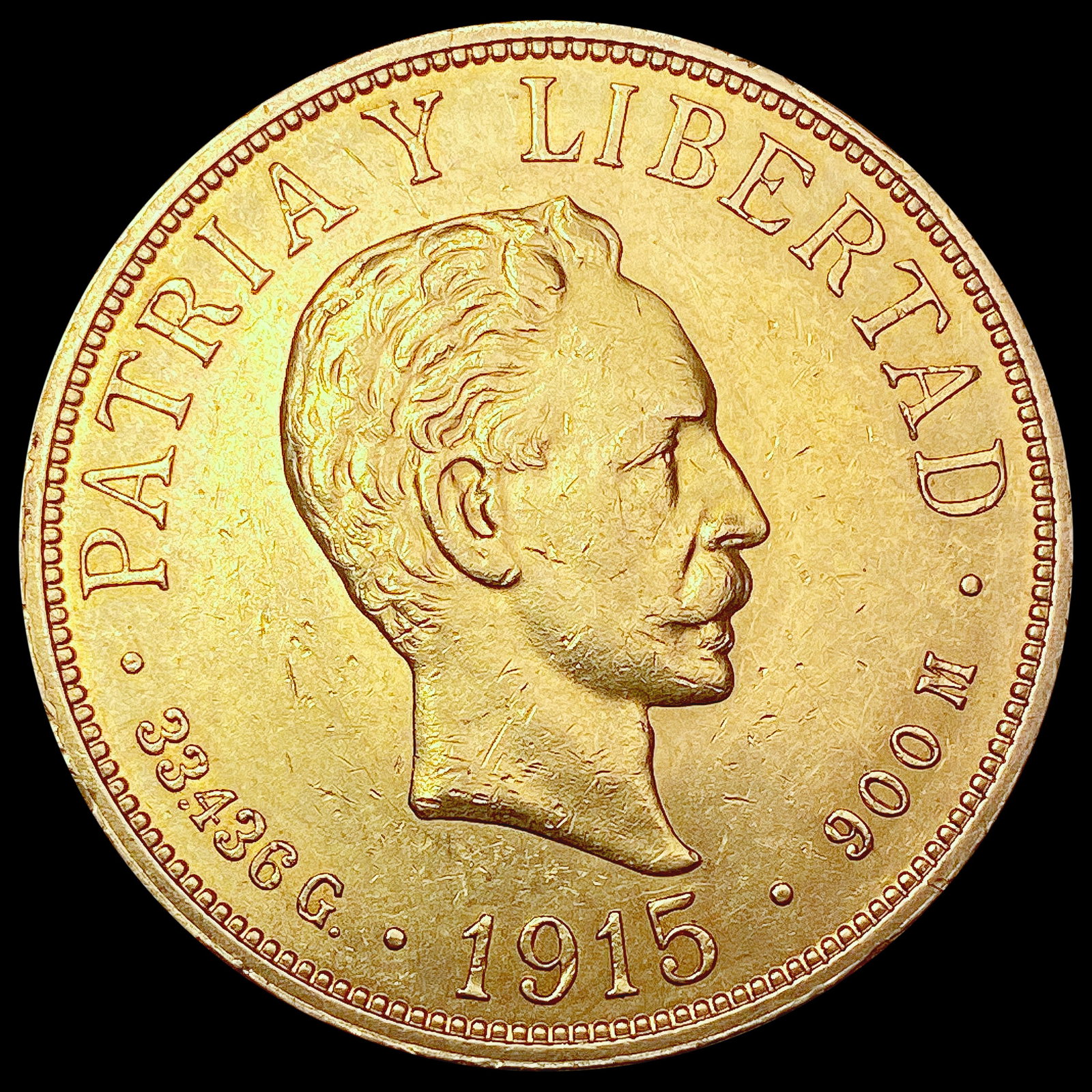 1915 .9675oz Gold Cuba 20 Pesos UNCIRCULATED: 1915 .9675oz Gold Cuba 20 Pesos UNCIRCULATED