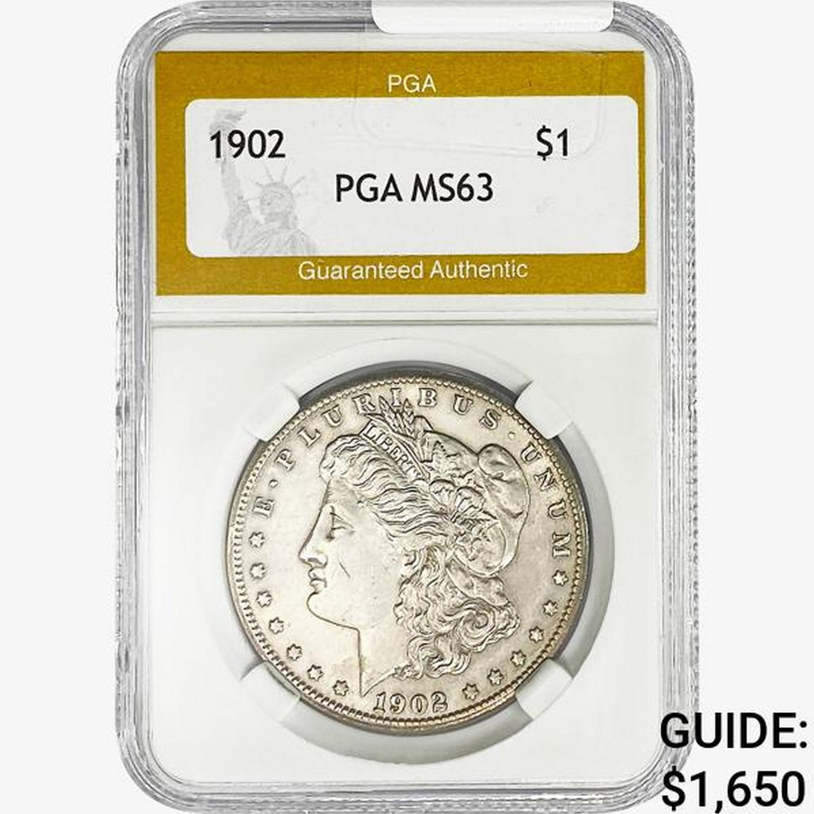 1902-S Morgan Silver Dollar PGA MS63: 1902-S Morgan Silver Dollar PGA MS63