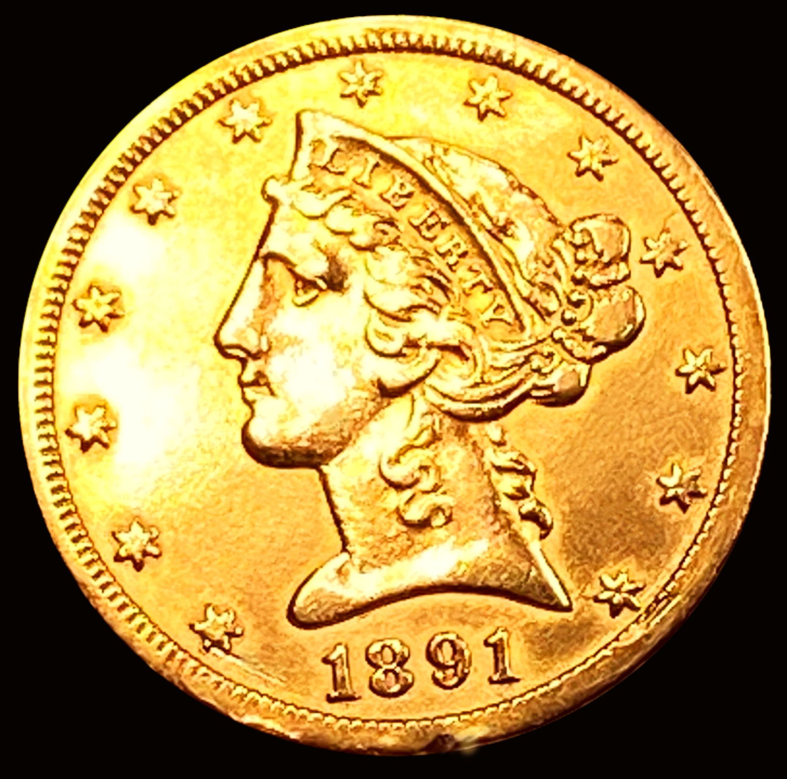 1891-CC $5 Gold Half Eagle HIGH GRADE (1 of 2)