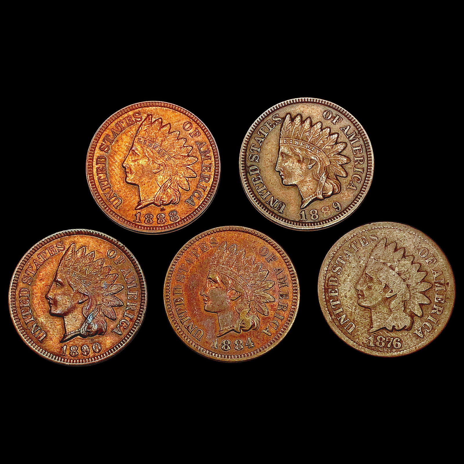 [5] 1876-1890 Indian Head Cent HIGH GRADE (1 of 2)